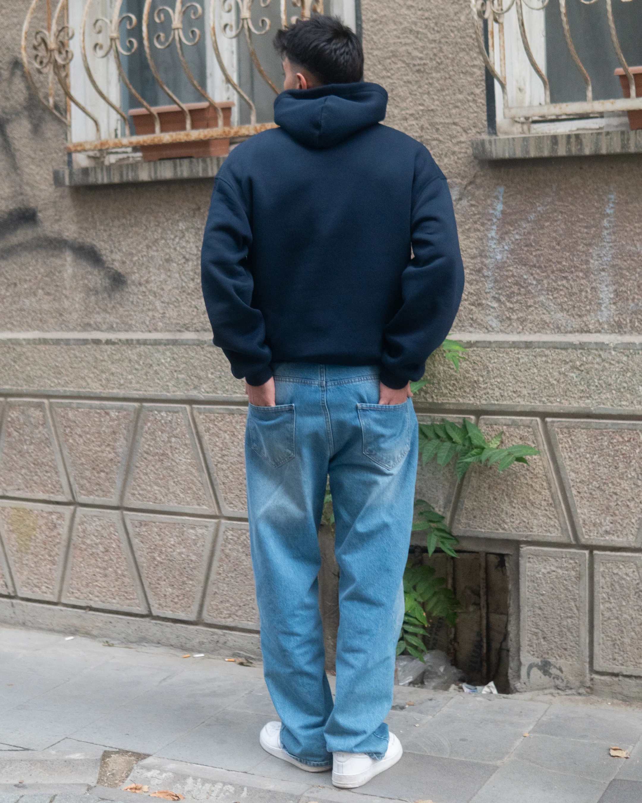 Basic Oversize Hoodie Lacivert 