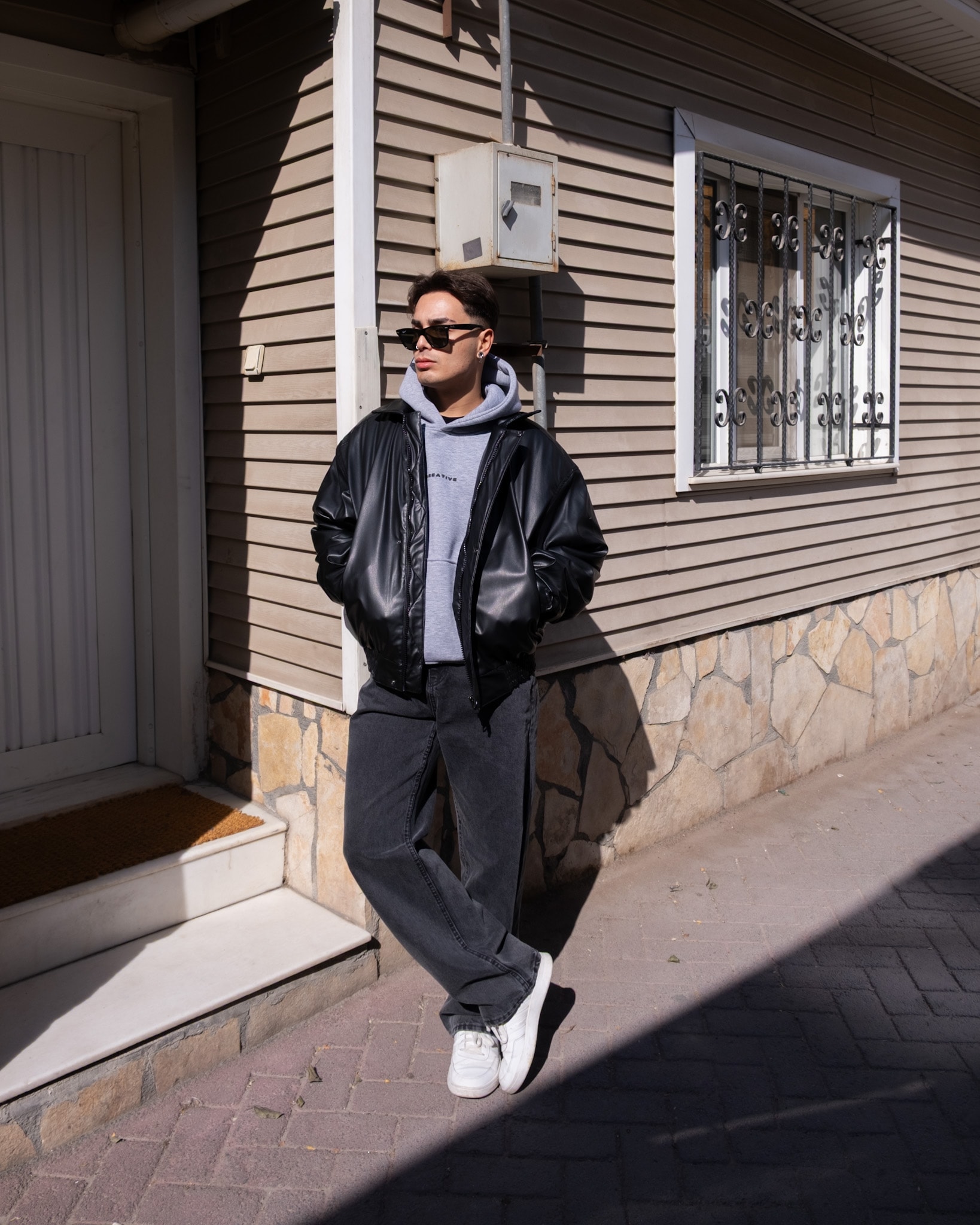 Oversize Bomber Deri Ceket