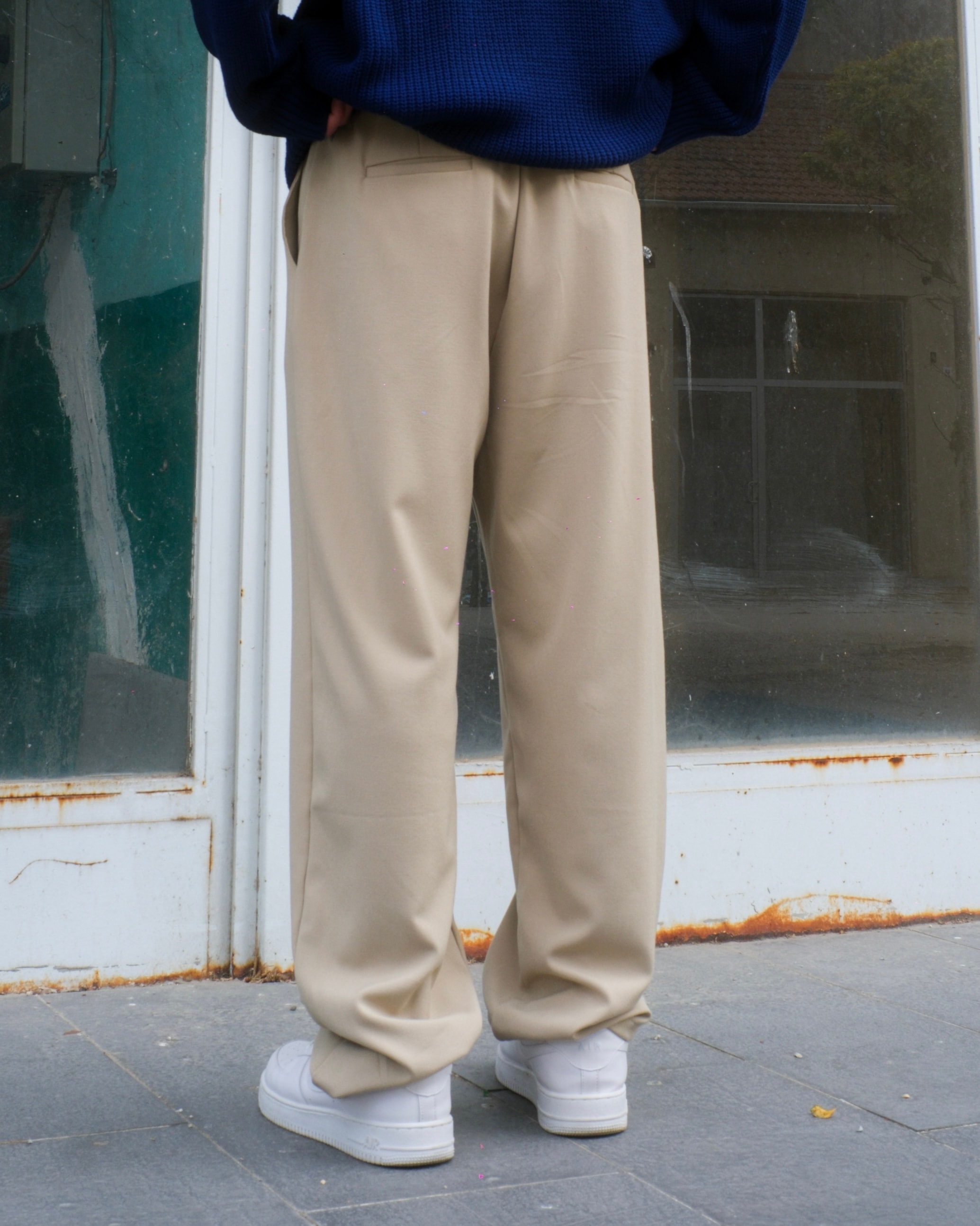 Bej Baggy Kumaş Pantolon
