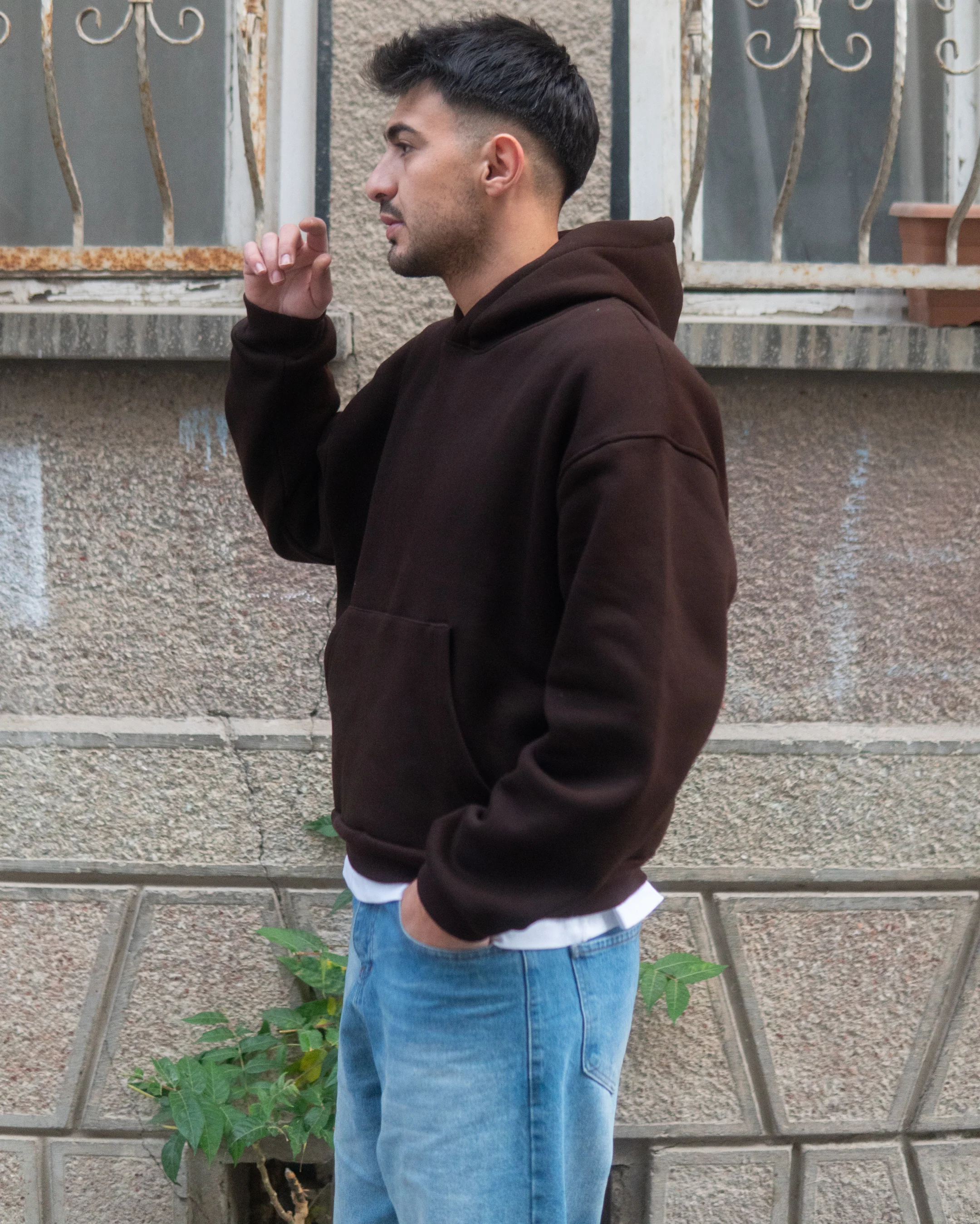 Kahve Basic Oversize Hoodie