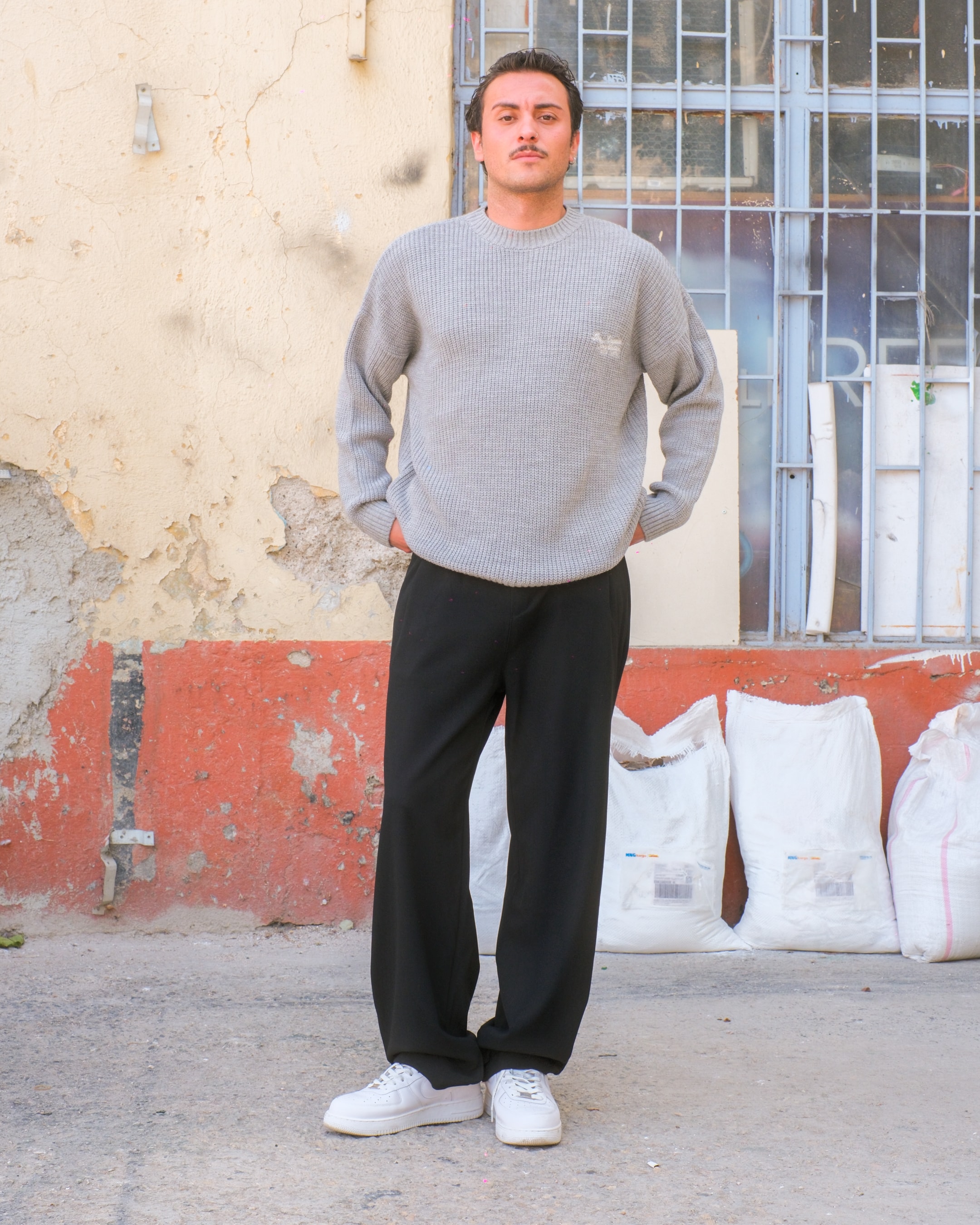 Siyah Basic Baggy Kumaş Pantolon