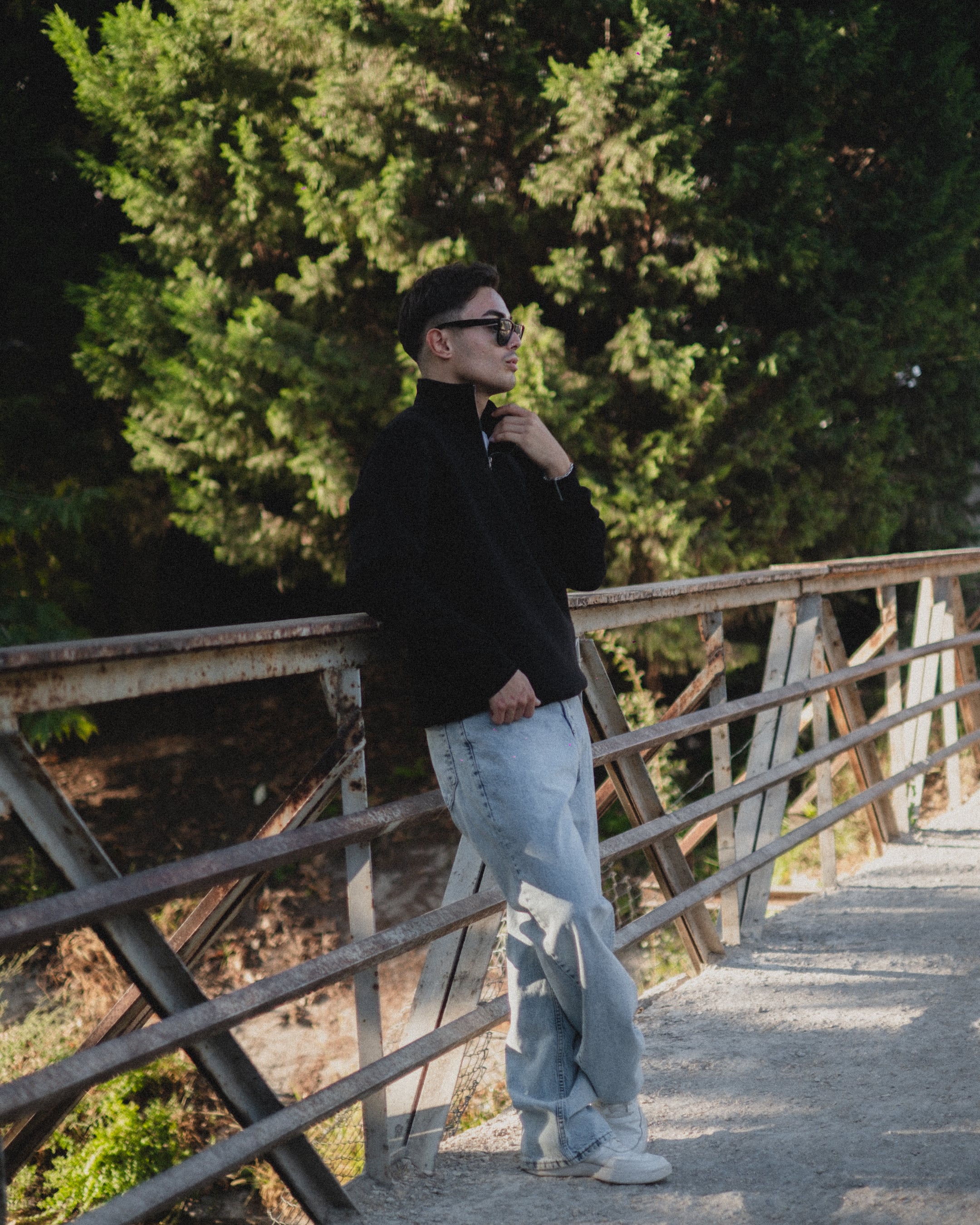 Half Zip Oversize Sweatshirt- Siyah