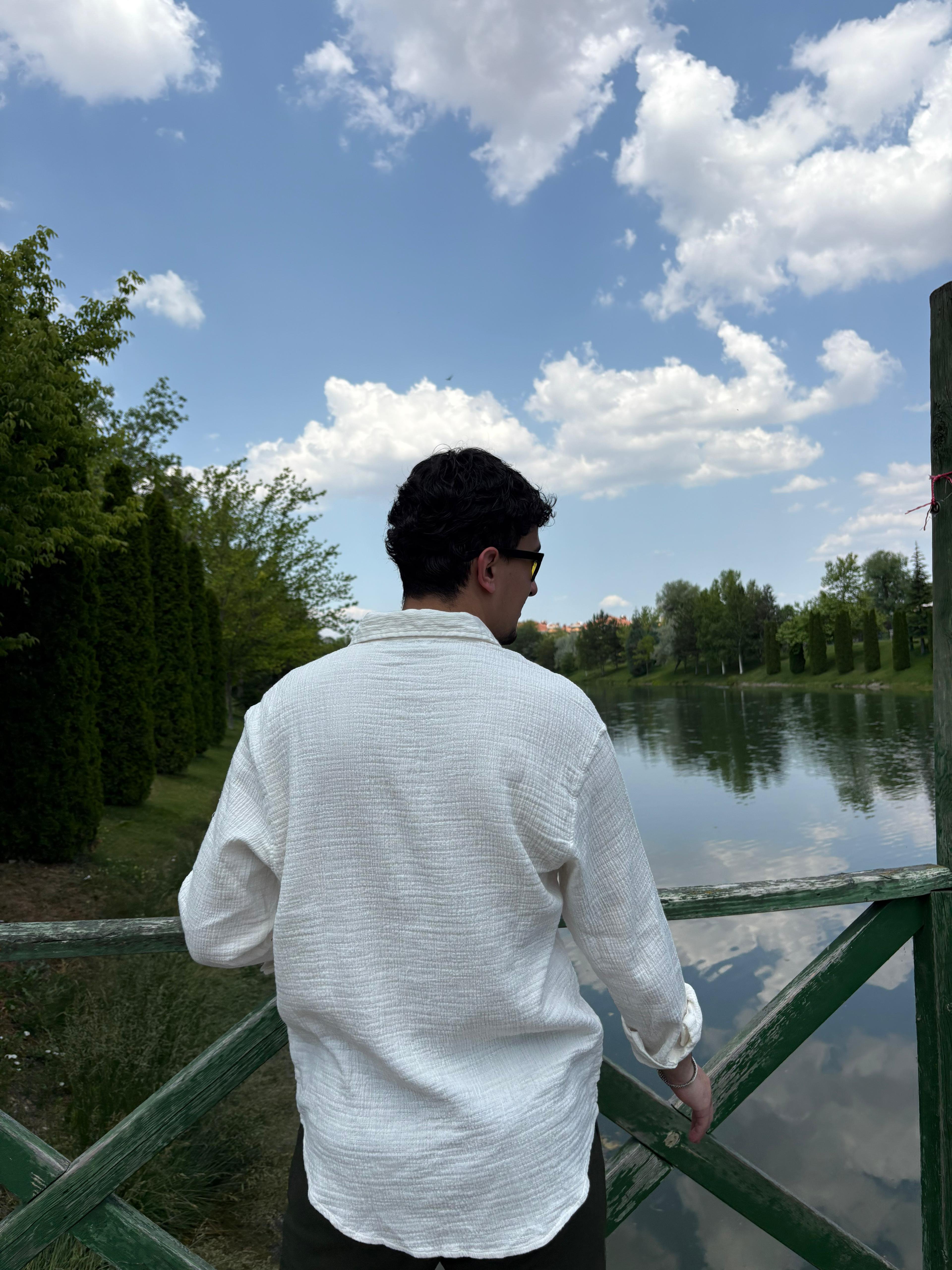 Oversize Kırık Beyaz Muslin Gömlek