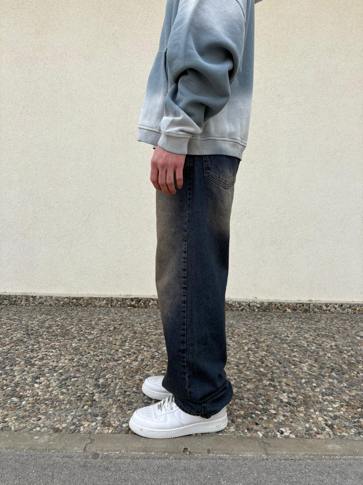Brown Wash Effect Baggy Jeans
