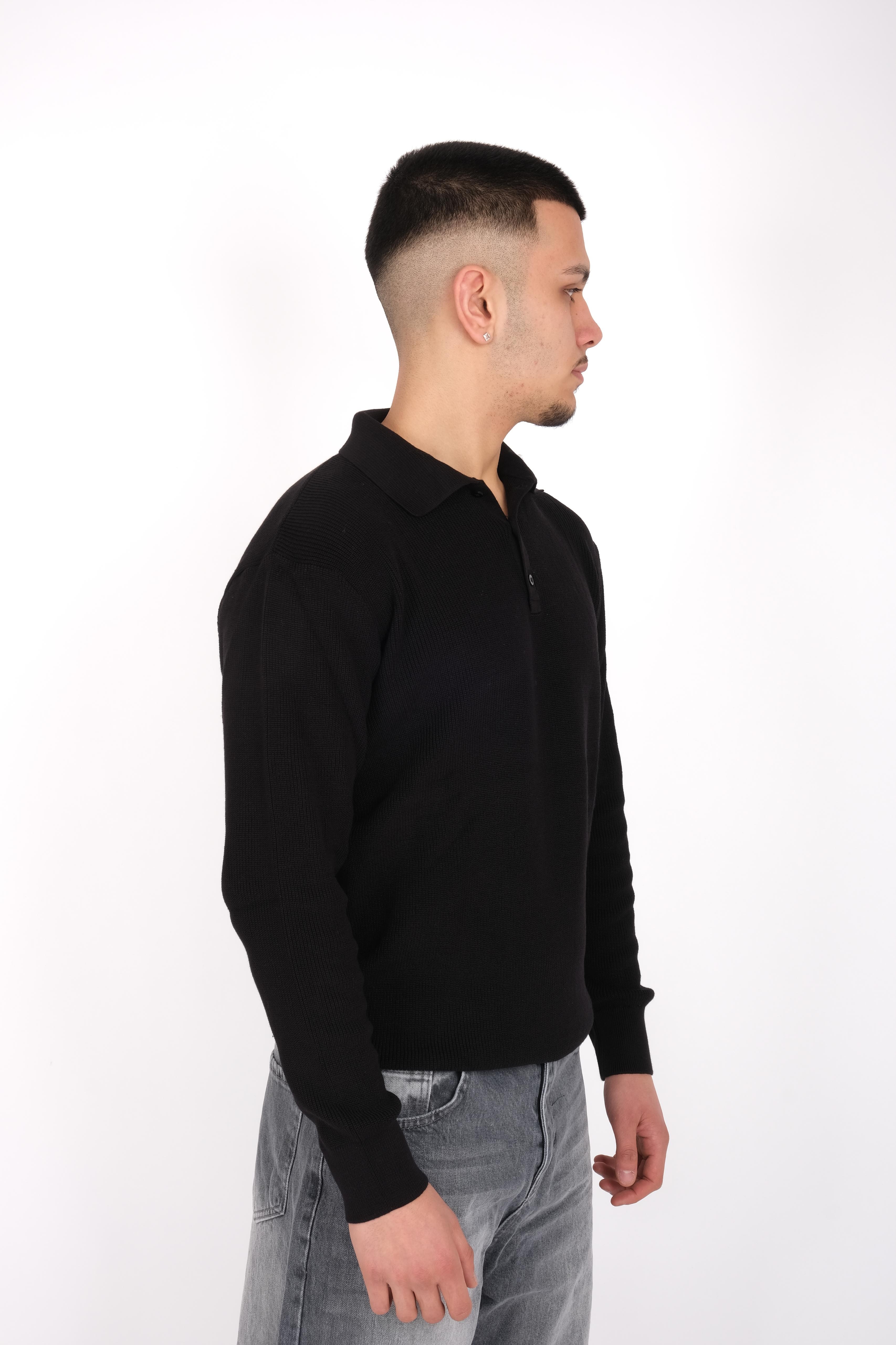 Basic Siyah Polo Yaka Triko