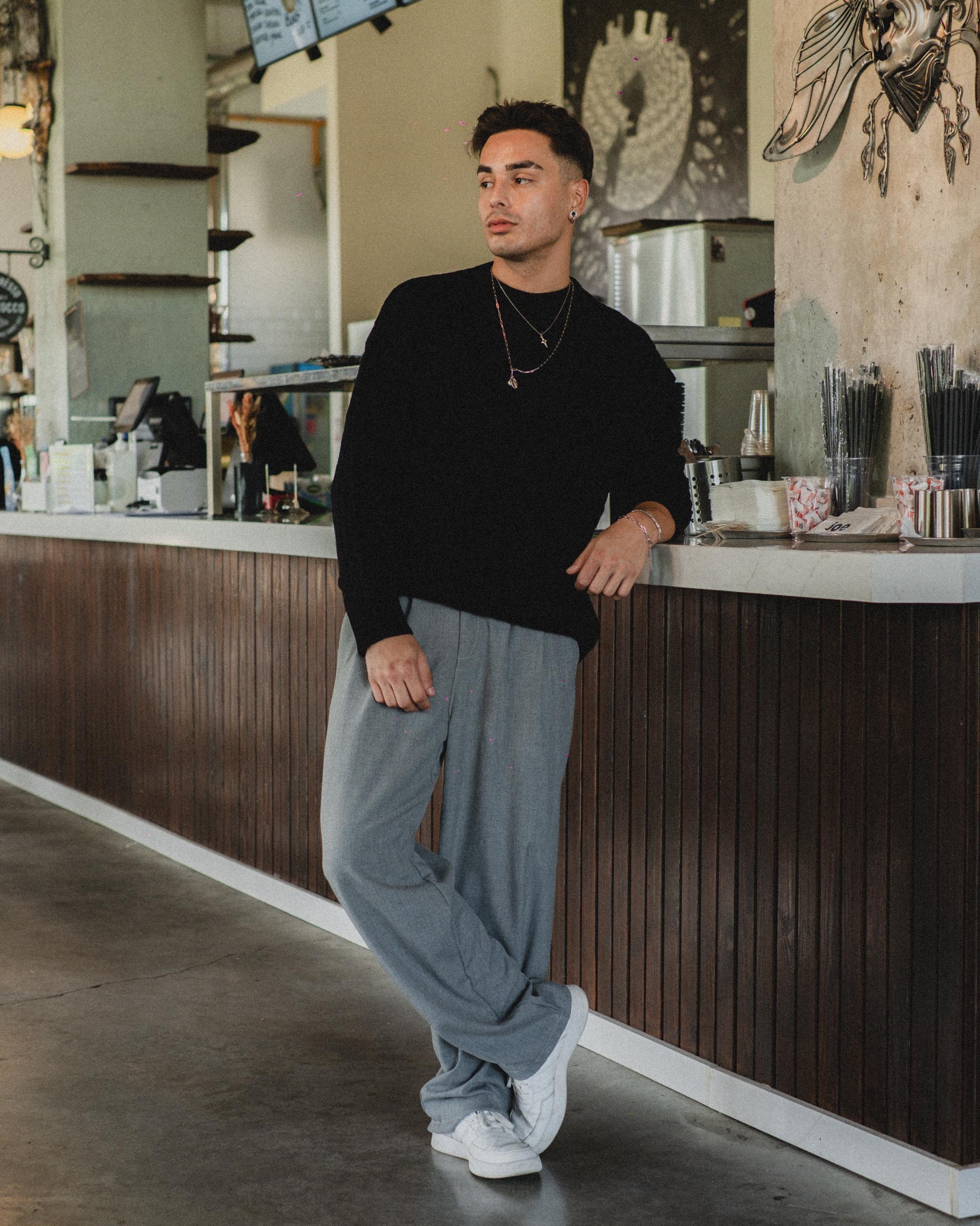 Gri Basic Baggy Kumaş Pantolon