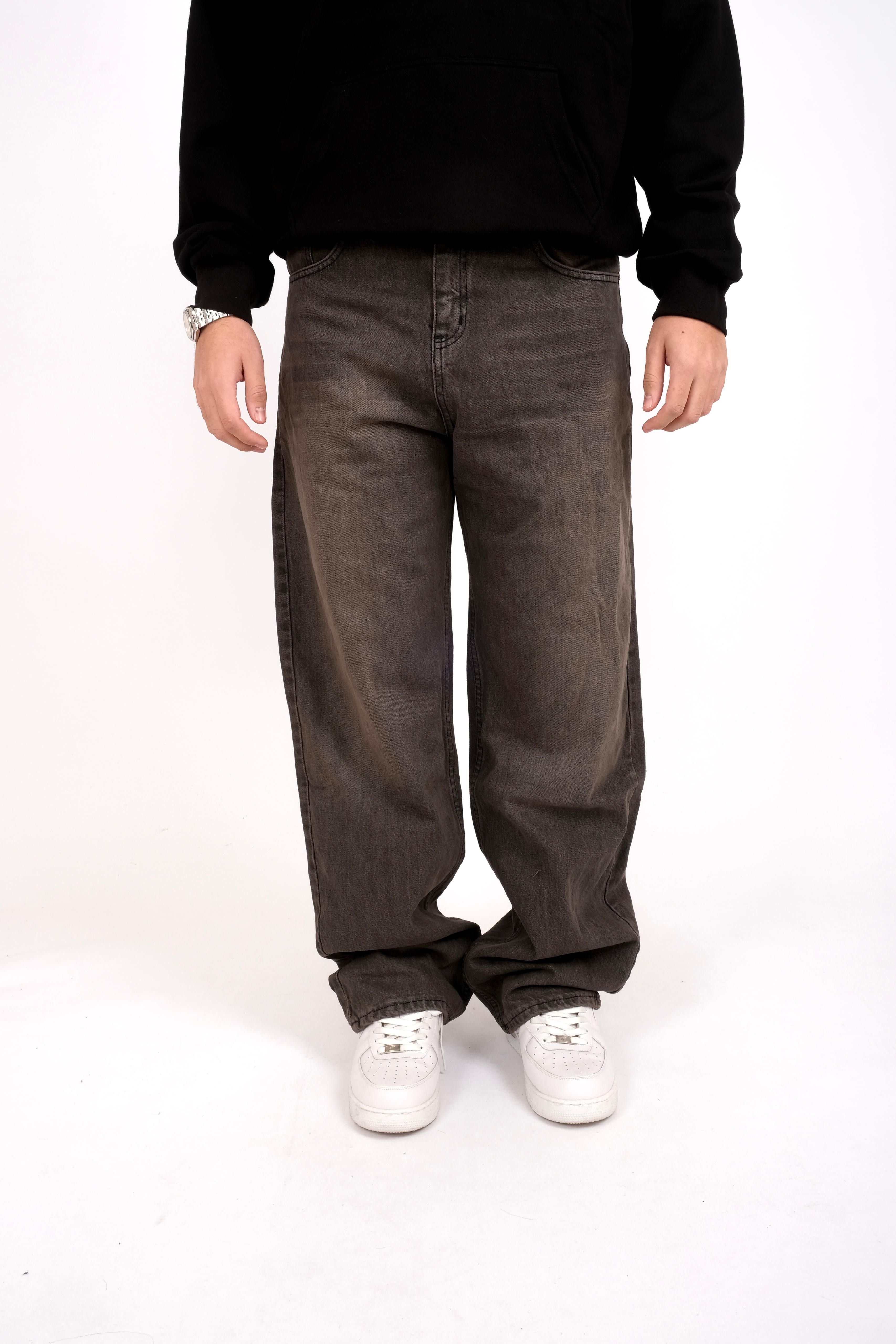 Dark Brown Washed Baggy Jeans