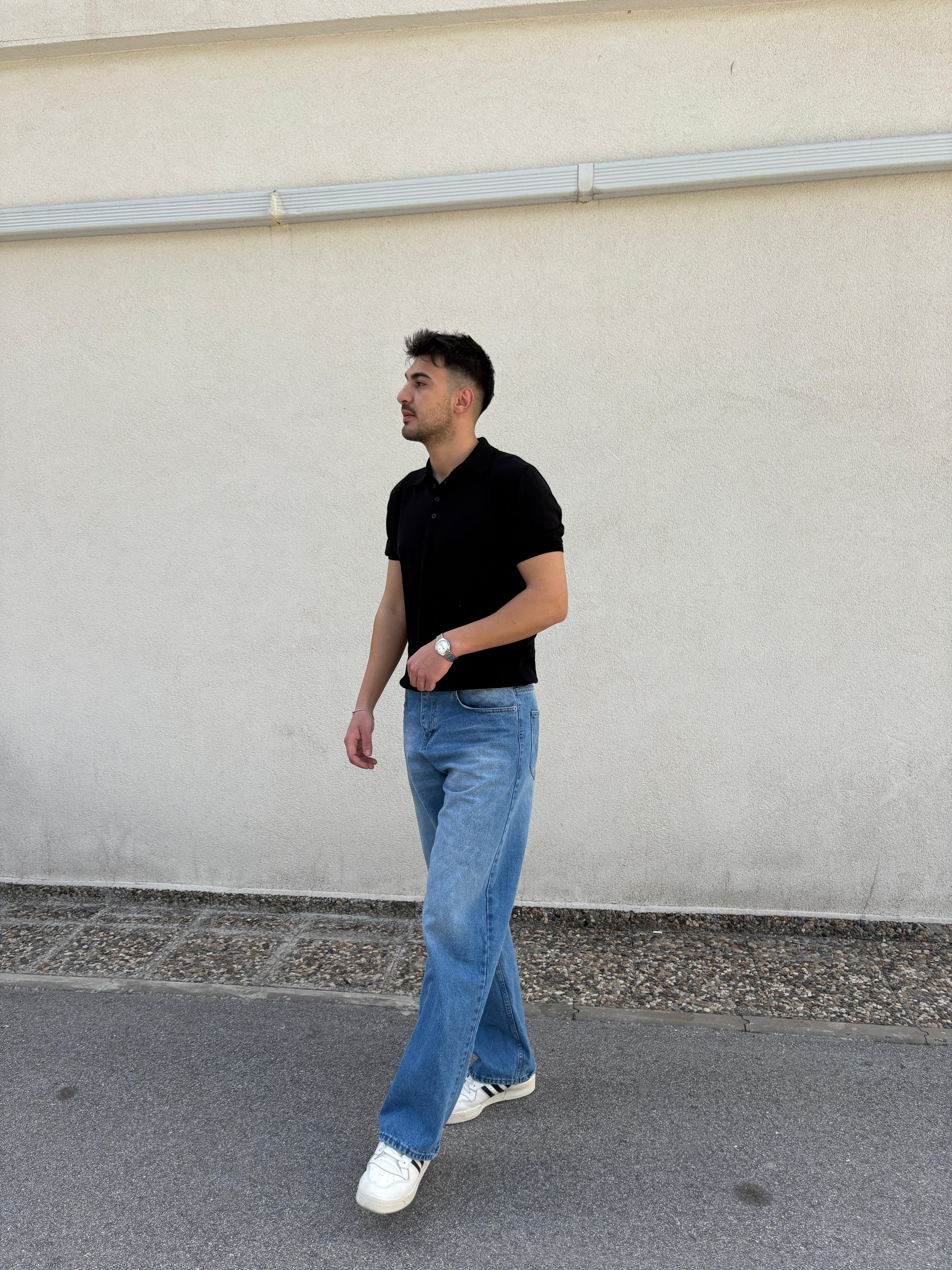 T.D Slim Fit Basic Polo Yaka T-Shirt- Siyah