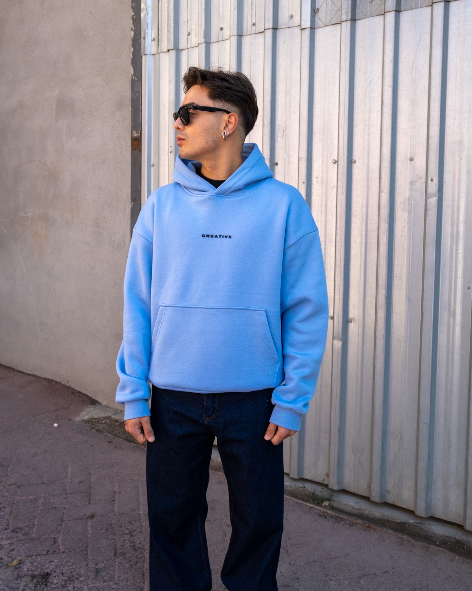 B.Blue Printed Oversize Premium Hoodie