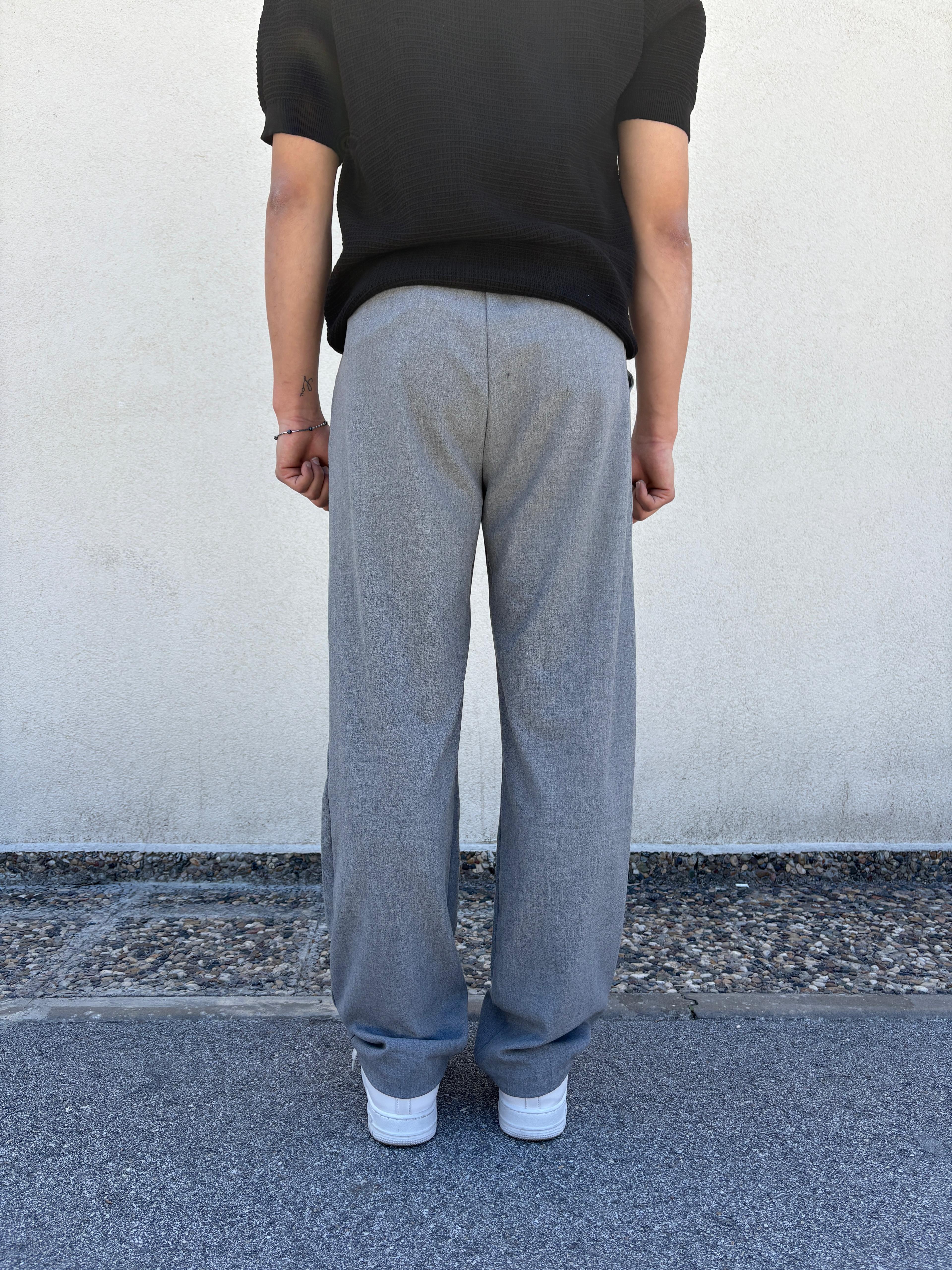 Gri Basic Baggy Kumaş Pantolon