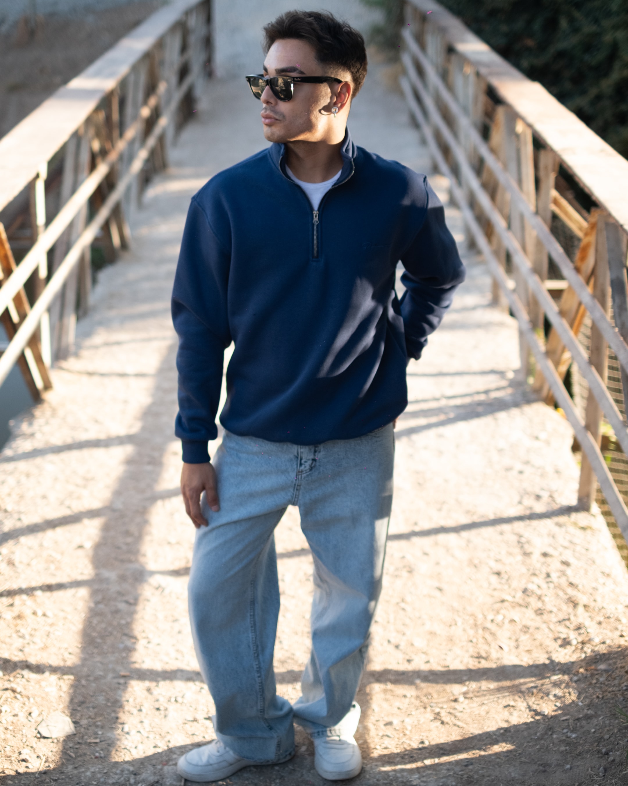 Half Zip Oversize Sweatshirt - Lacivert