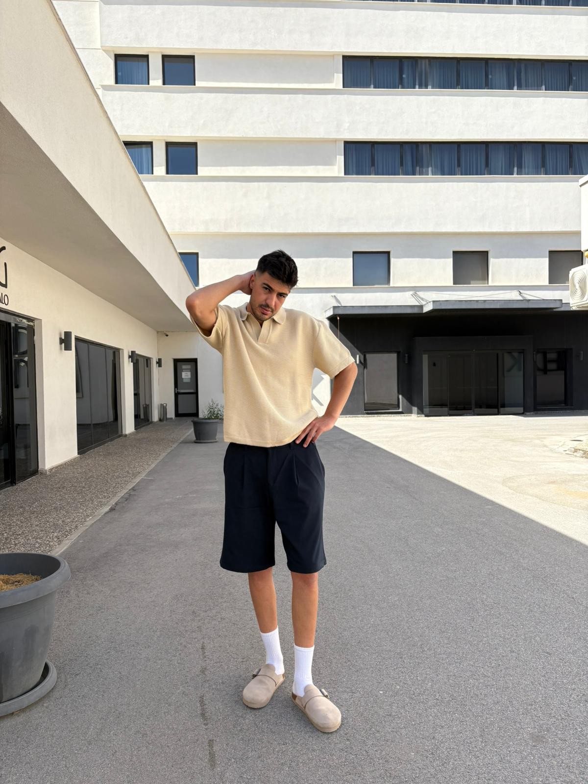 Koyu Lacivert Baggy Kumaş Şort