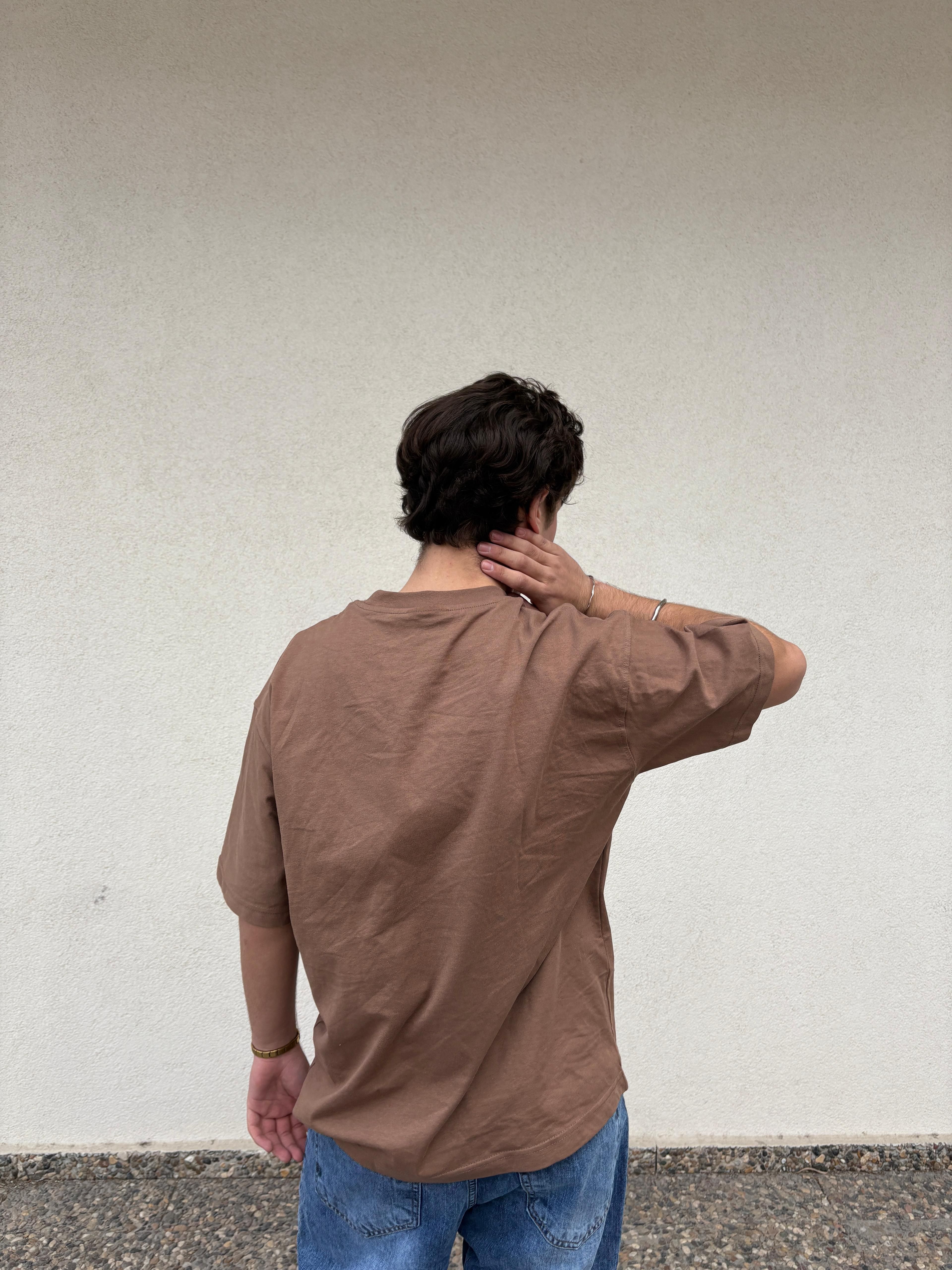 Brown Basic Heavyweight Oversize T-Shirt