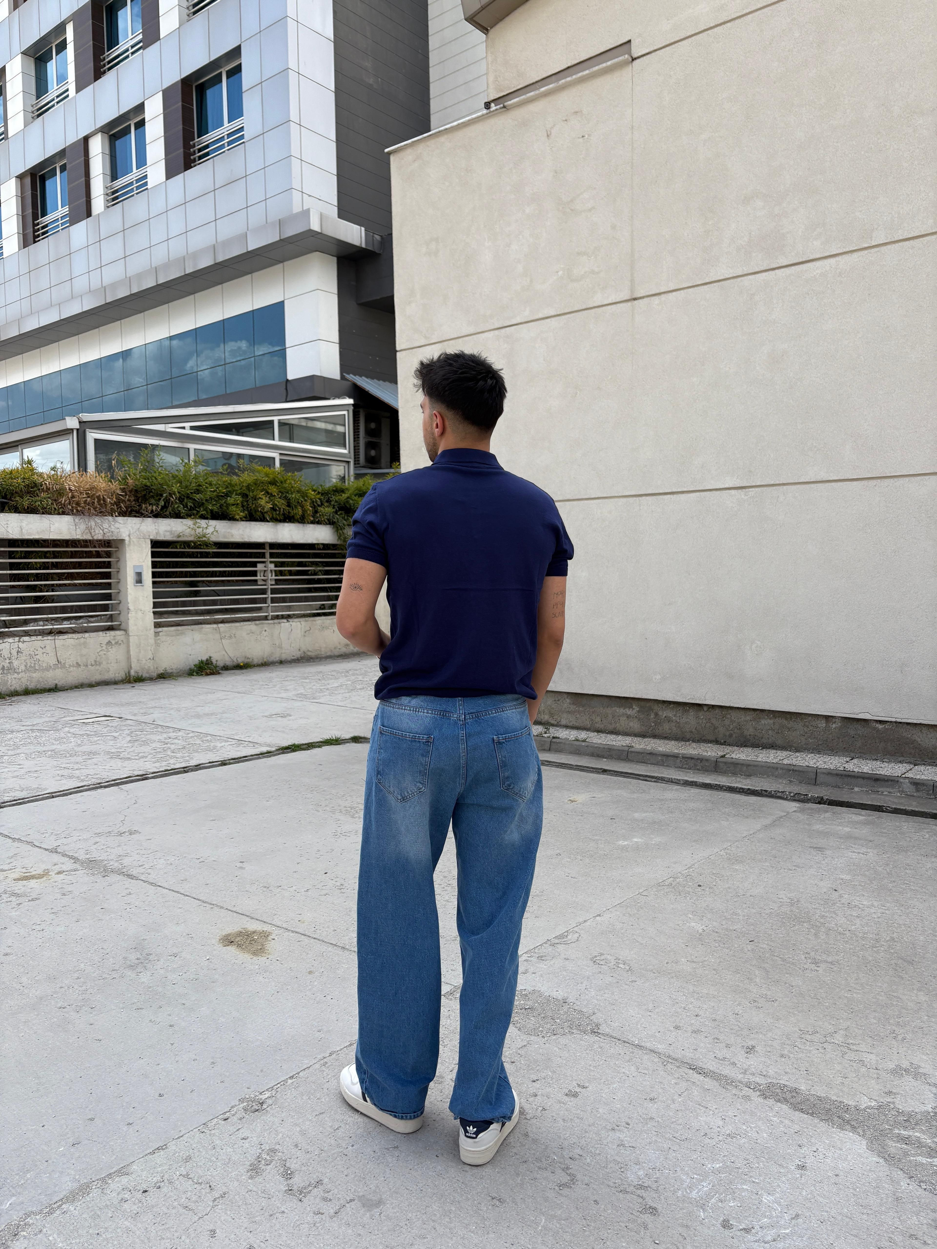 T.D. Slim Fit Basic Polo Yaka T-Shirt - lacivert