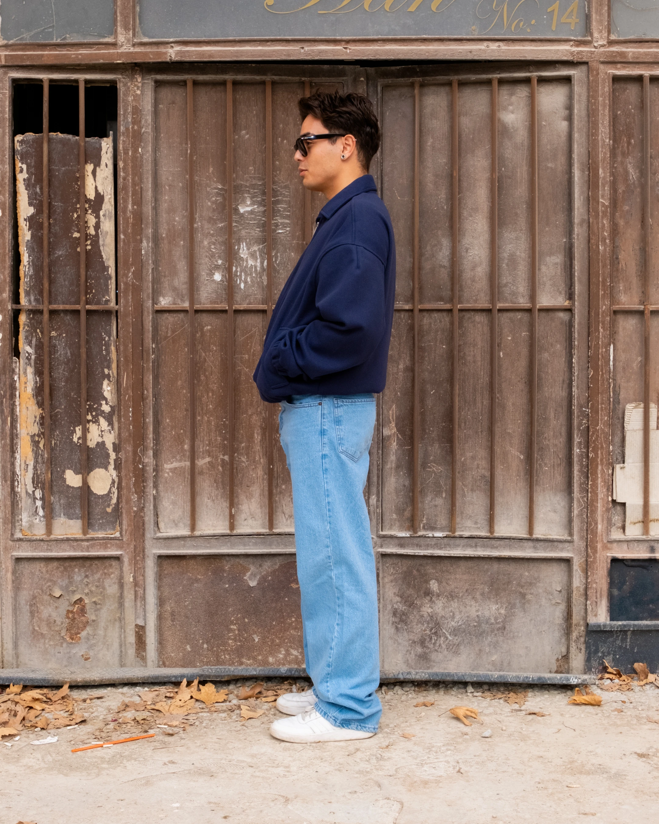 Oversize Bomber Lacivert Kaşe Ceket