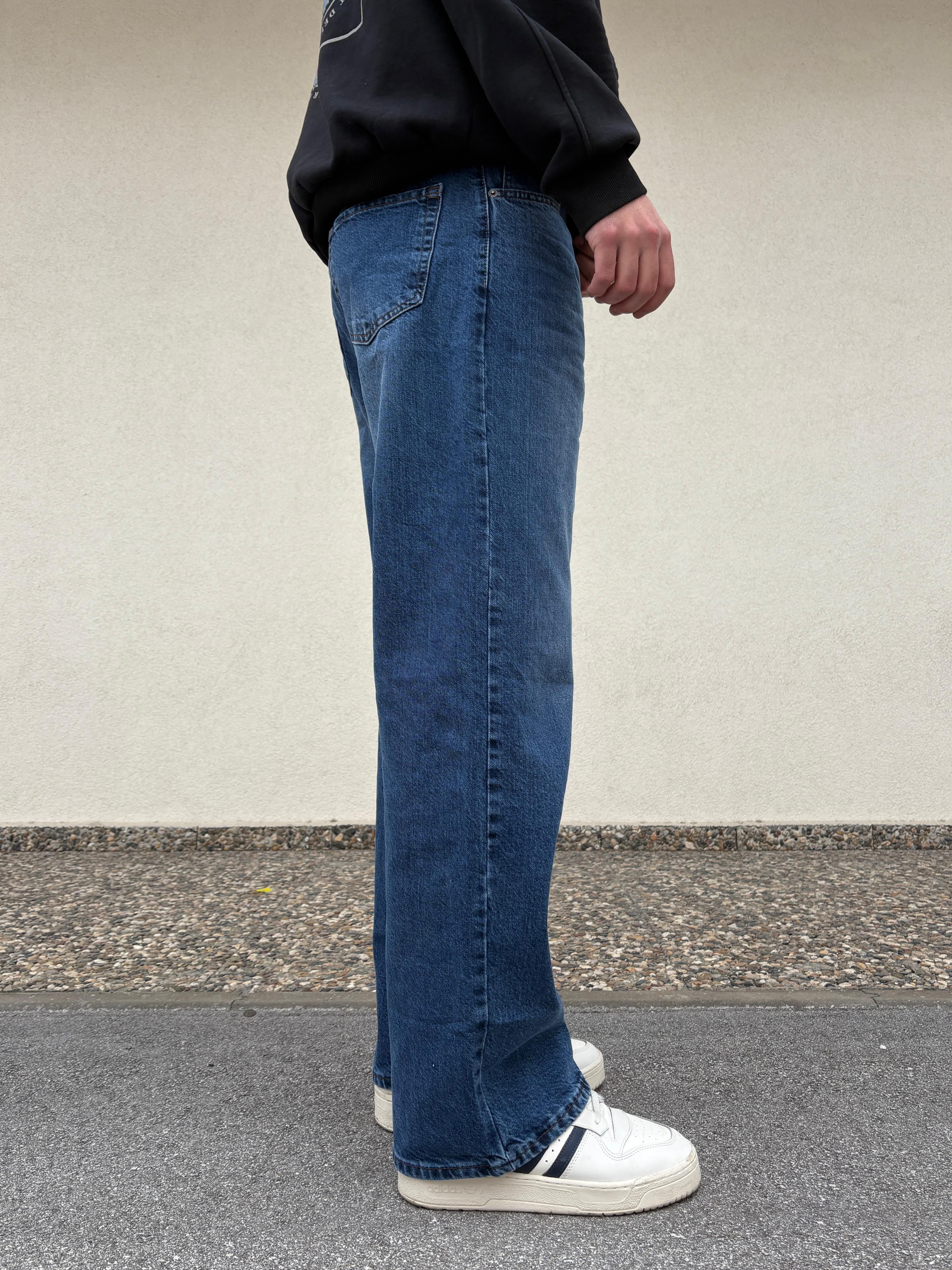 Blue Baggy Jeans ın wash white