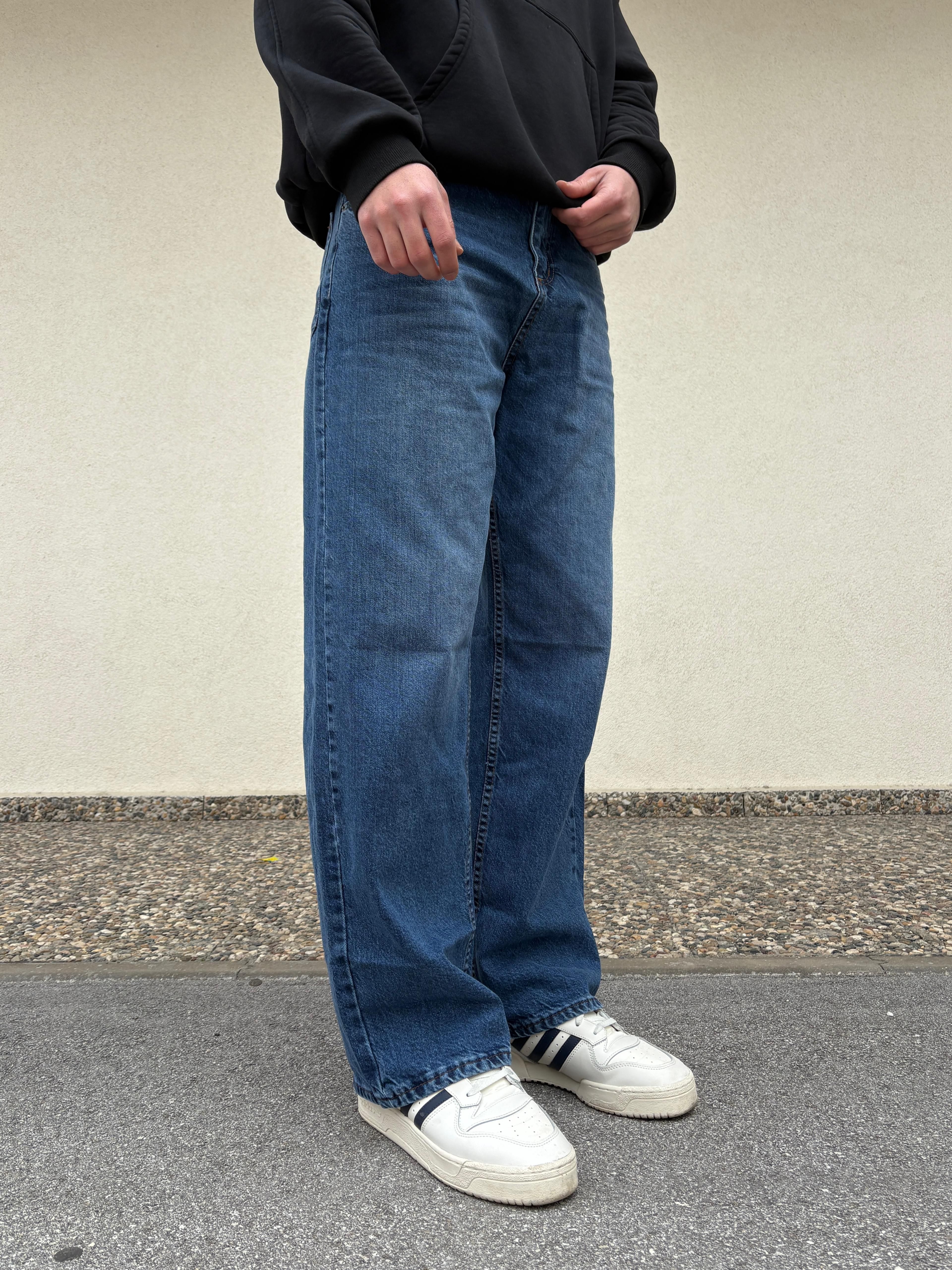 Blue Baggy Jeans ın wash white