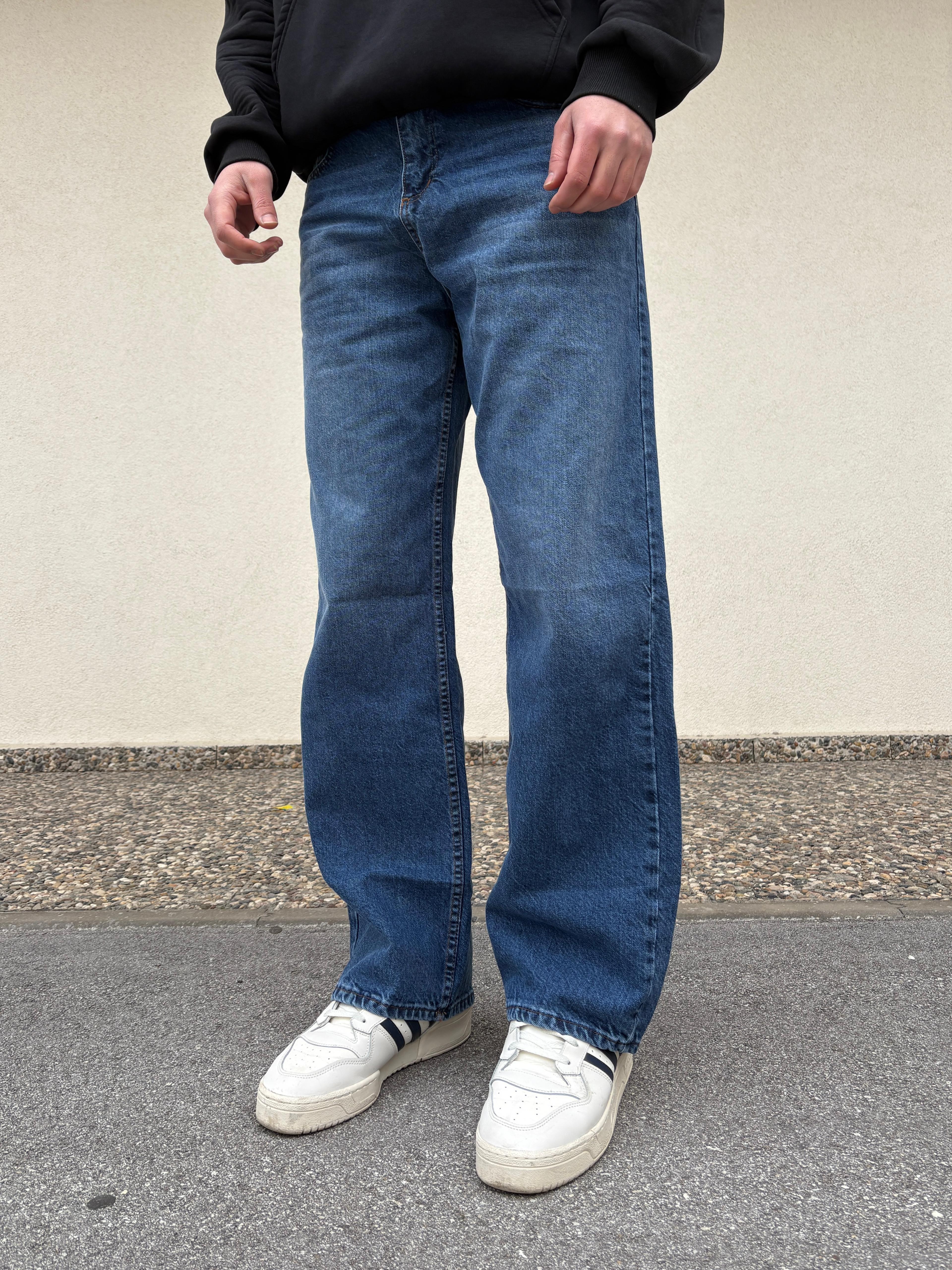 Blue Baggy Jeans ın wash white