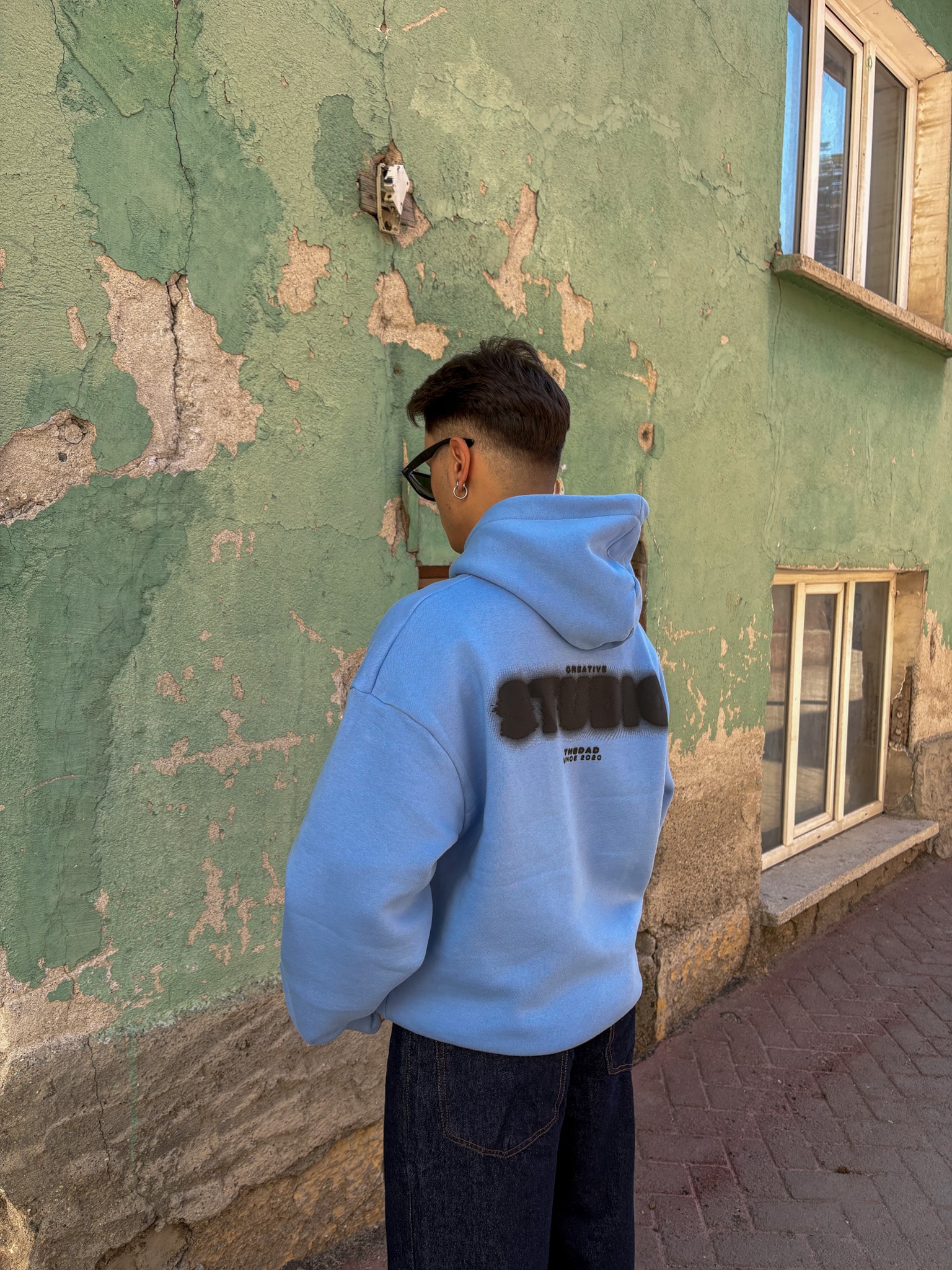 B.Blue Printed Oversize Premium Hoodie