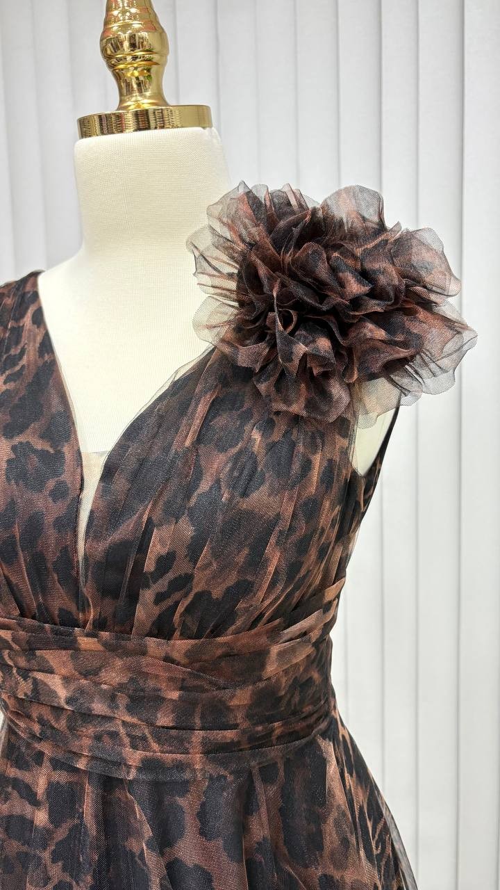 Yakut Leopar Desenli Abiye
