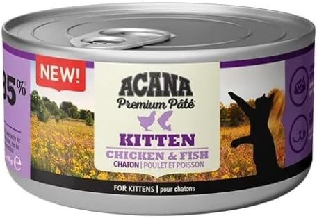 Acana Premium Pate (Ezme) Konserve Yaş Kedi Maması, Tavuklu ve Balıklı, Yavru Kedi, 85 Gr