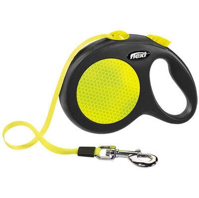 Flexi New Neon Otomatik Şerit Köpek Gezdirme Kayışı 5 Mt (Sarı) Medium