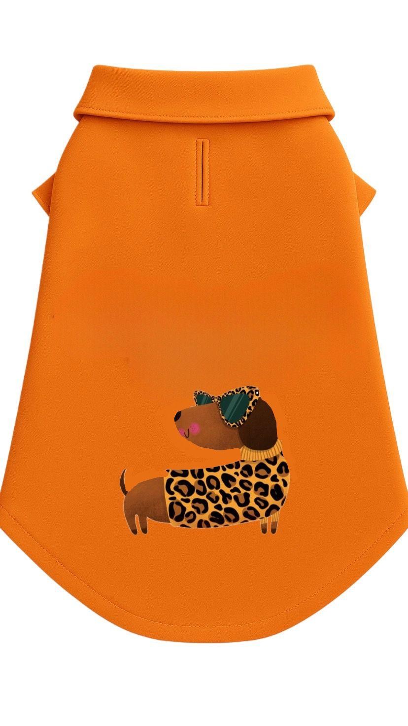 Turuncu Dachshund Desenli Kedi ve Köpek Gömlegi