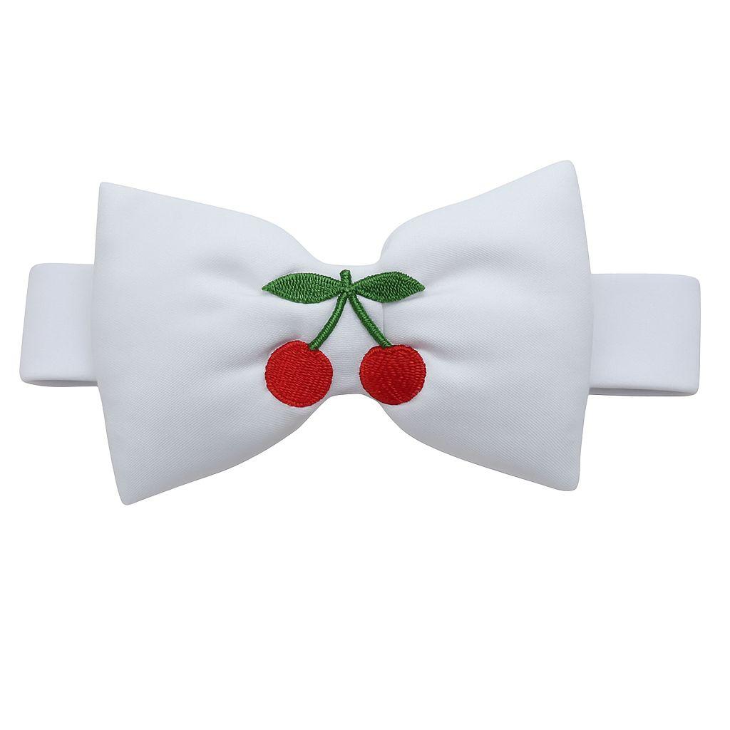 Beyaz Kiraz Nakışlı Kedi ve Köpek Papyon