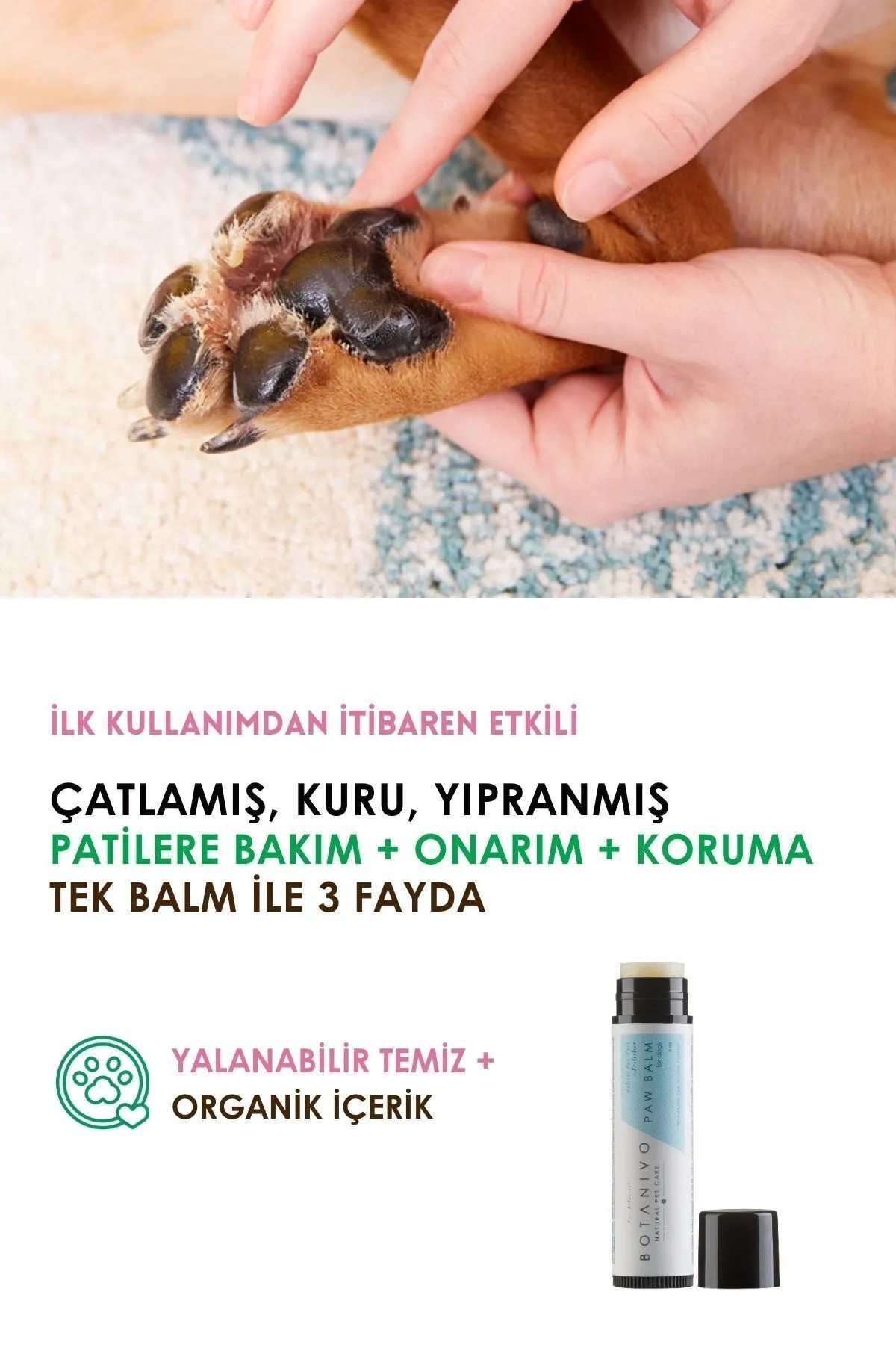 Botanivo Köpekler Için Pati Bakım Onarım Koruma Balmı Organik Içerikli 5 ml