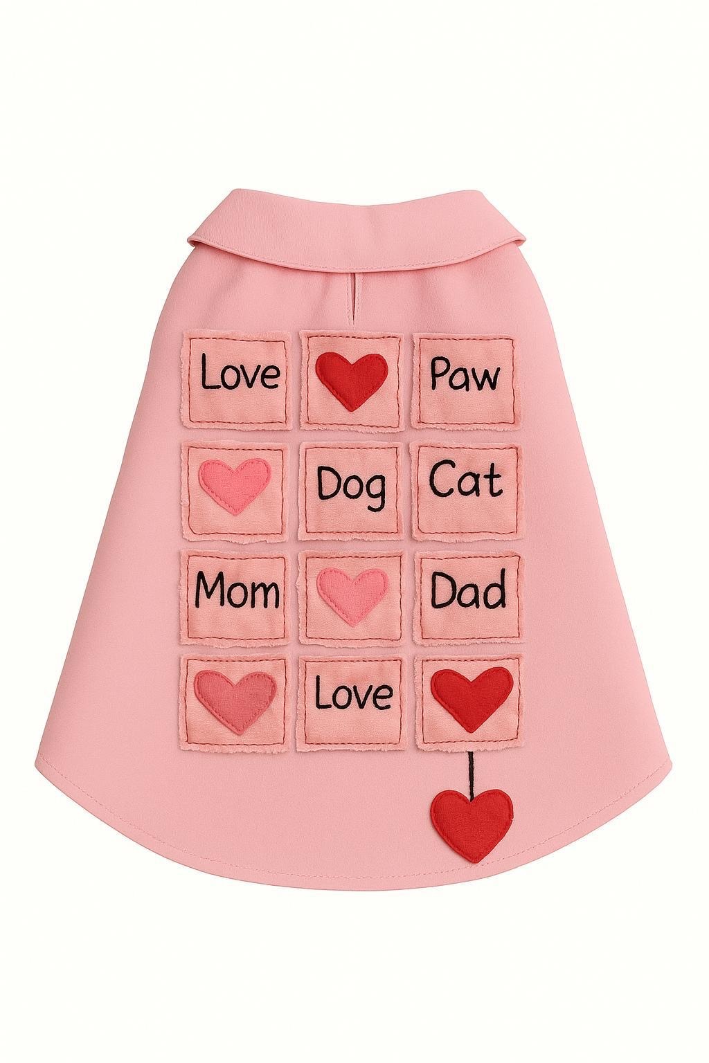 Pembe Love Kedi ve Köpek Gömleği