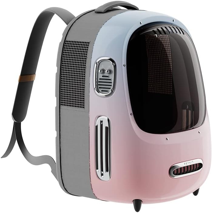 PETKIT Köpek ve kedi sırt çantası, geniş havalandırma ve düşük ağırlık için entegre fan ve LED ışık
