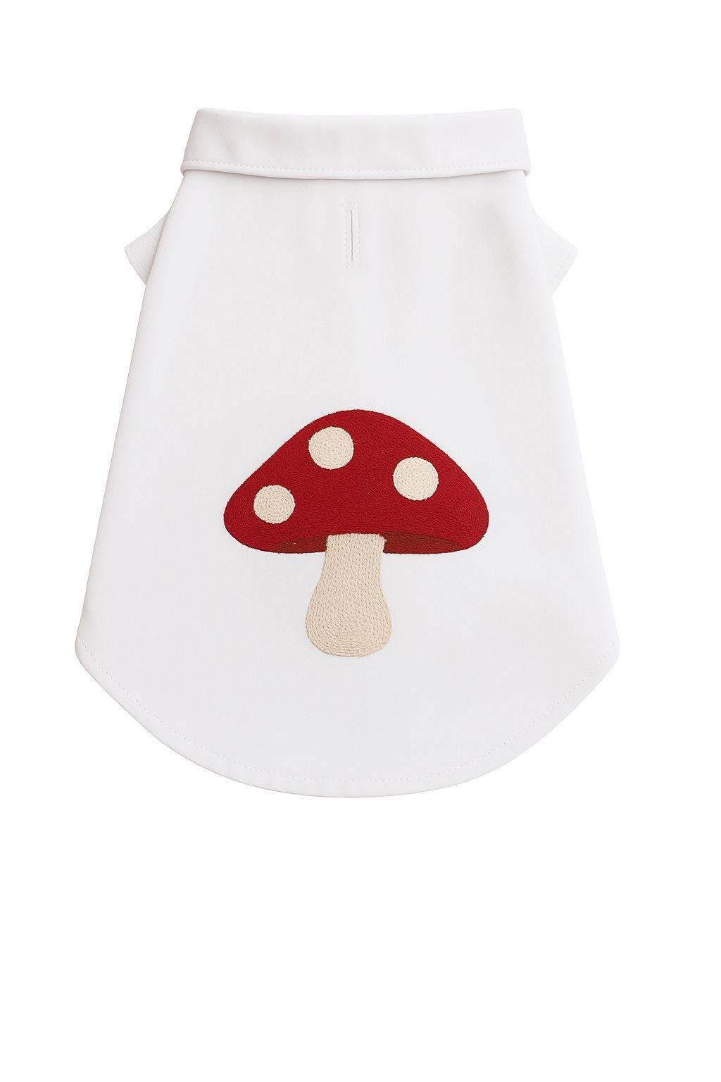 Beyaz Mantar Nakışlı Kedi ve Köpek Gömleği