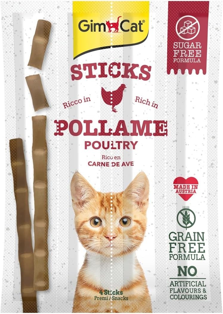 GimCat Sticks Kümes Hayvanı Etli Tahılsız Ödül Çubukları 4lü 20 gr