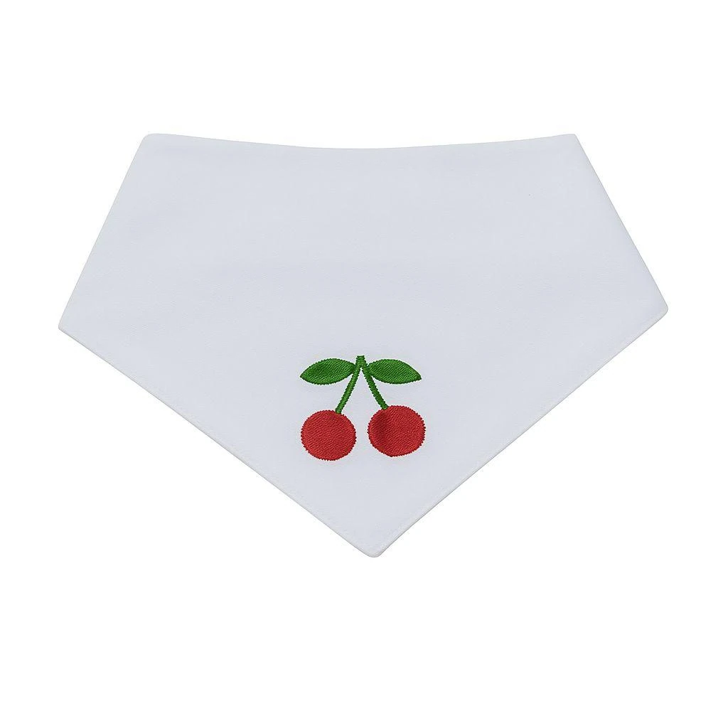 Beyaz Kiraz Nakışlı Kedi ve Köpek Bandana