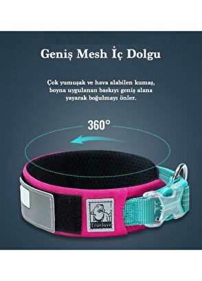 Pembe Cordura Kumaşlı Mesh Süngerli Köpek Boyun Tasması