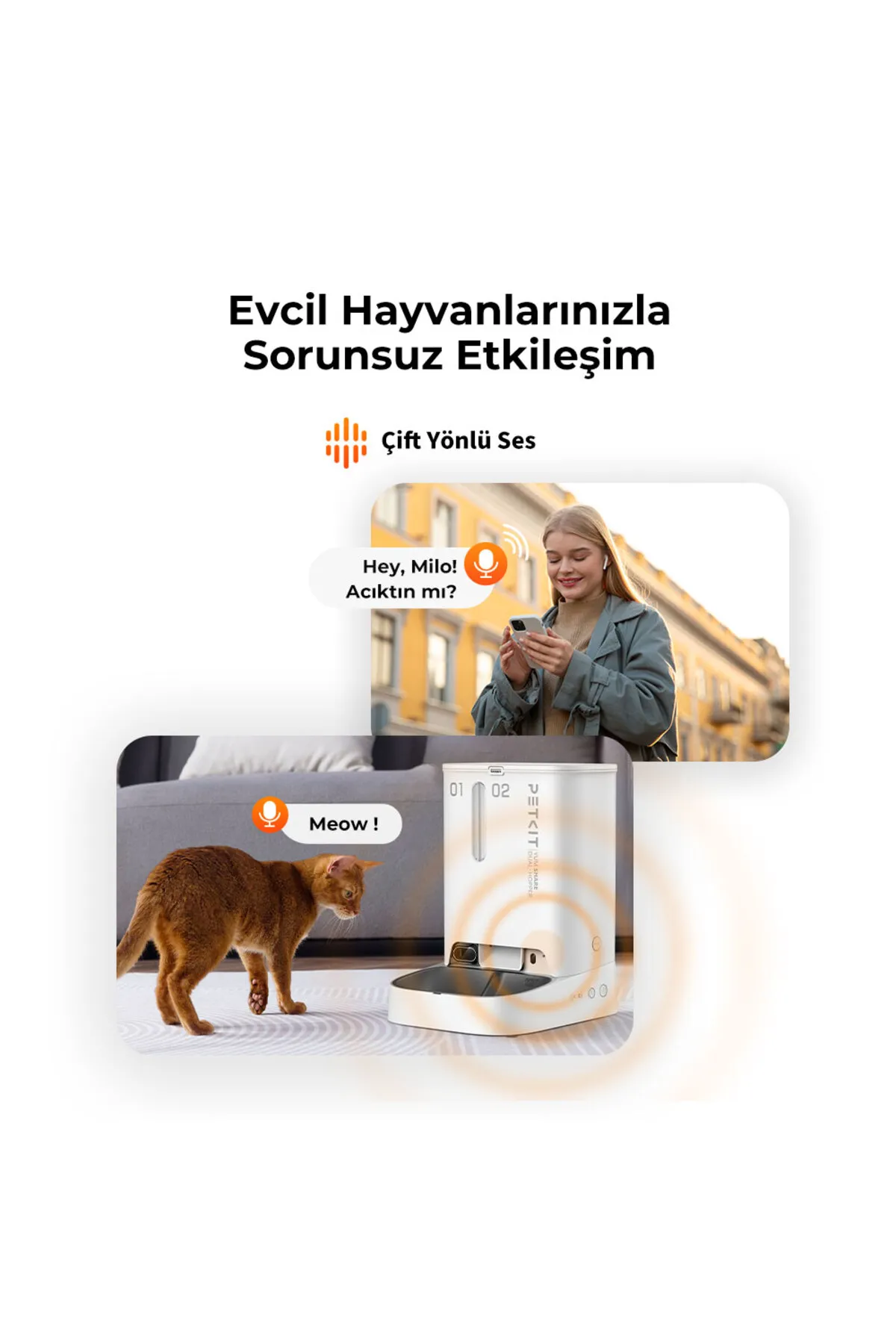 Petkit Yumshare Kameralı Çift Hazneli Akıllı Mama Kabı Beyaz