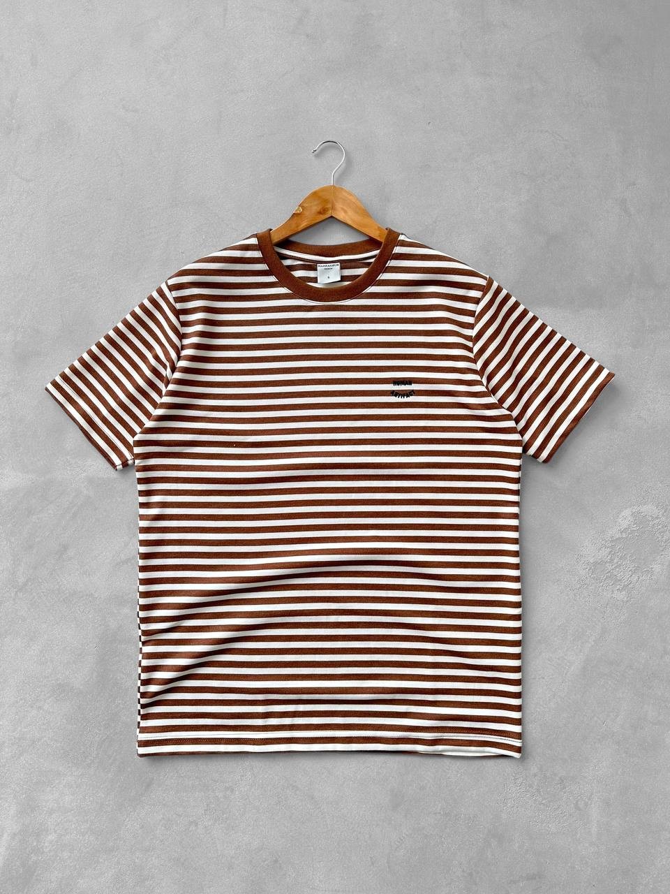 Bisiklet Yaka Oversize Human Tişört - Kahve