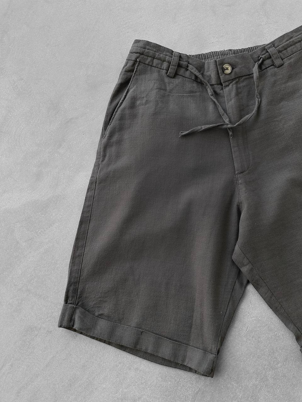 Bağcıklı Gabardin Keten Şort
