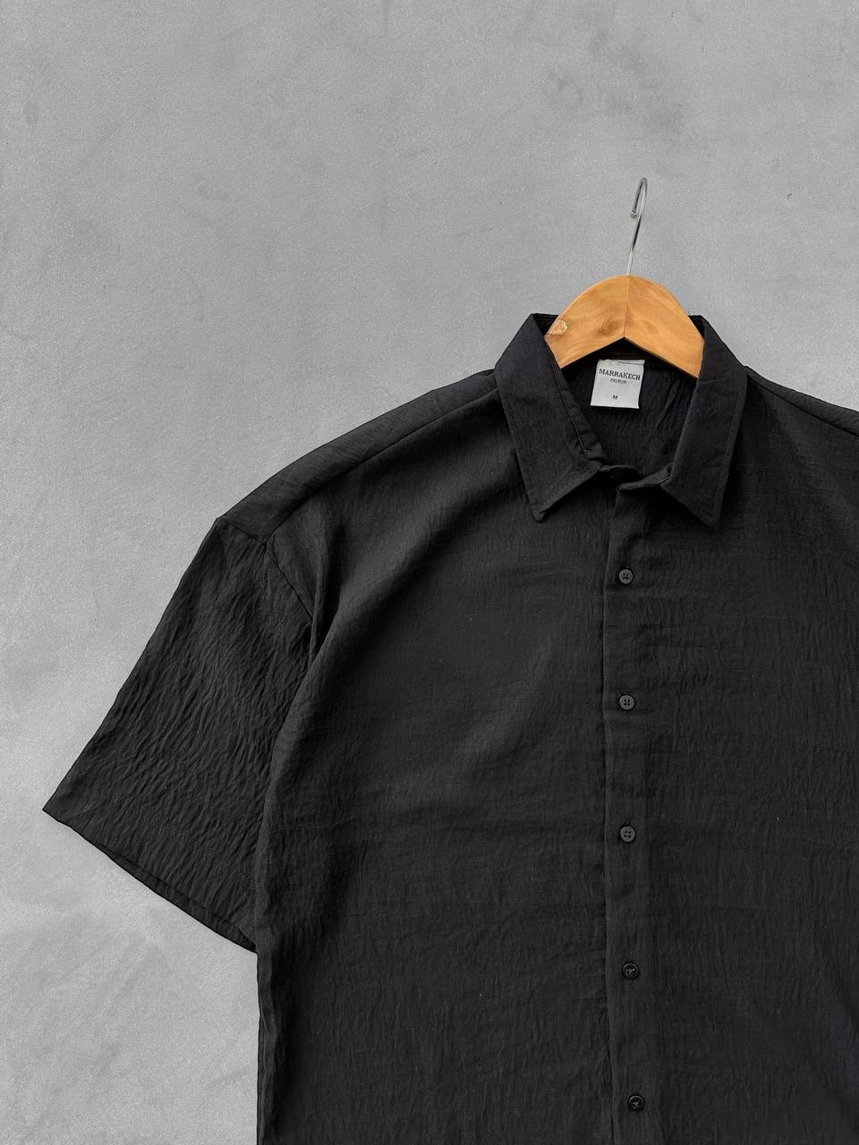 Kısakol Oversize Keten Gömlek - Siyah