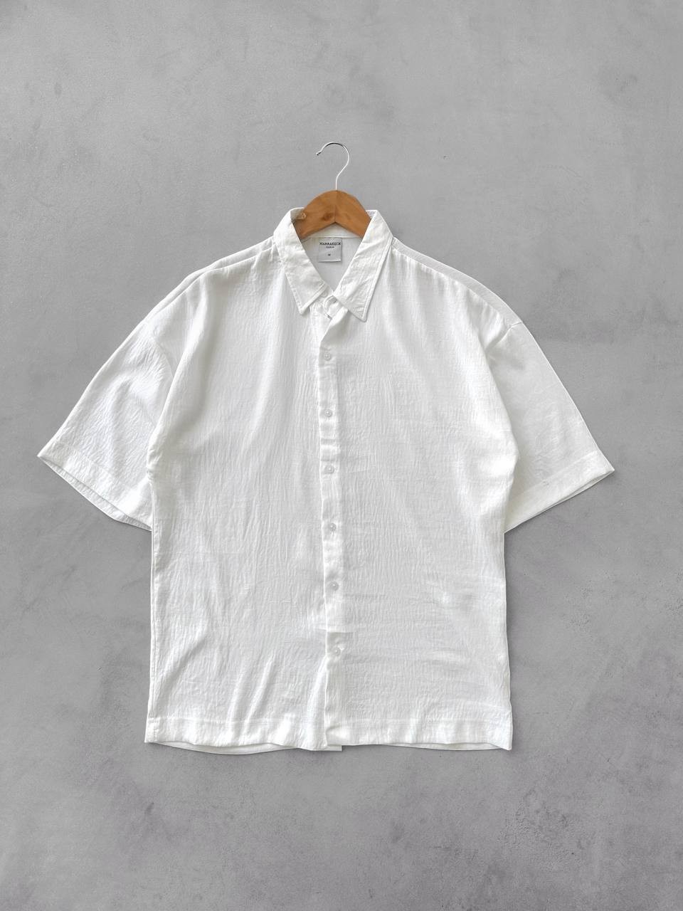 Kısakol Oversize Keten Gömlek - Beyaz