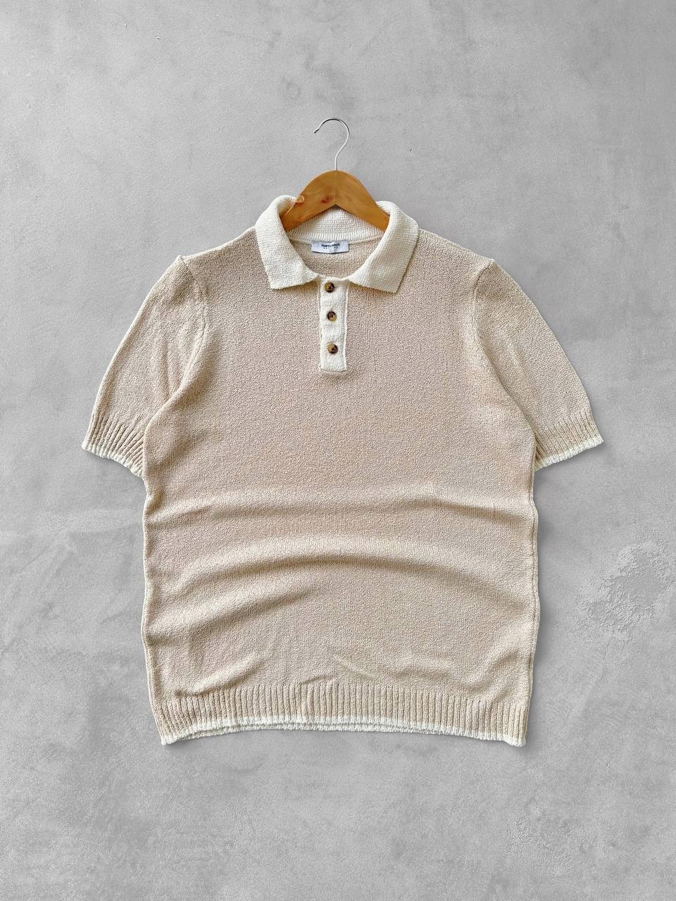 Havlu Kumaş Triko Tshirt & Ekru Bağcıklı Kot Gabardin Pantolon - Bej