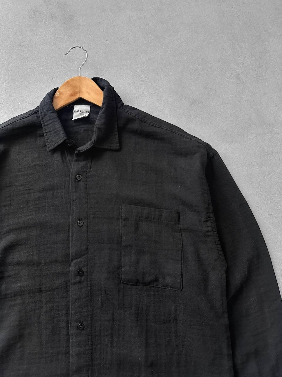 Müslin Kumaş Oversize Keten Gömlek - Siyah