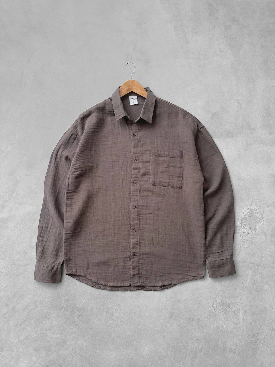 Müslin Kumaş Oversize Keten Gömlek & Müslin Keten Pantolon  - Kahverengi