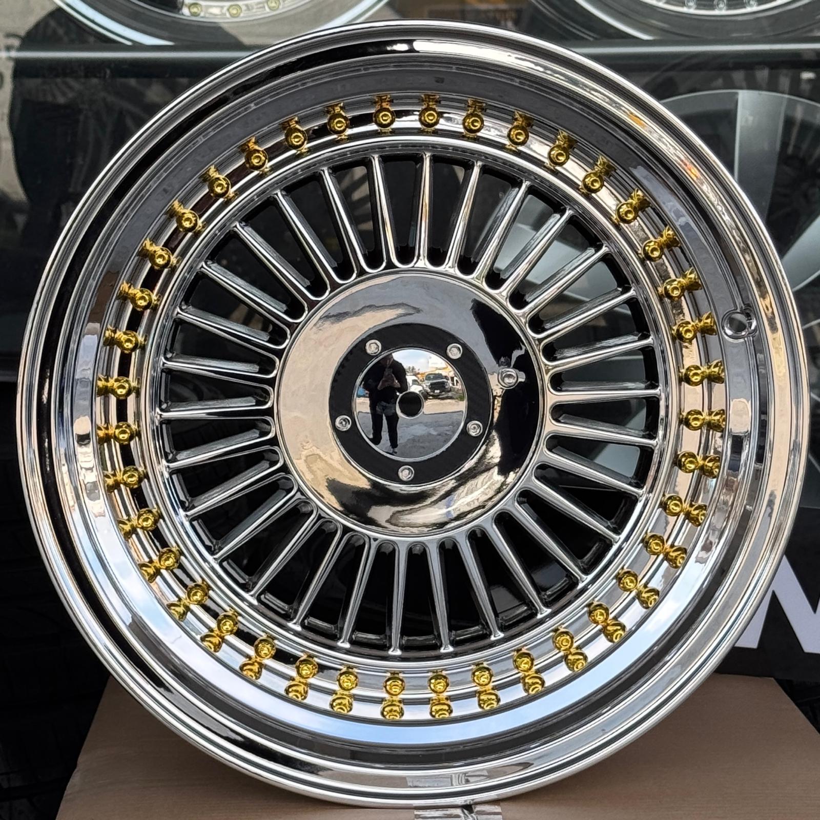 R1W-160006 9,0x16" 10,0x16" 4x100 ET15 ET12 73,1 Chrome Gold Riverts Jant(4 adet)