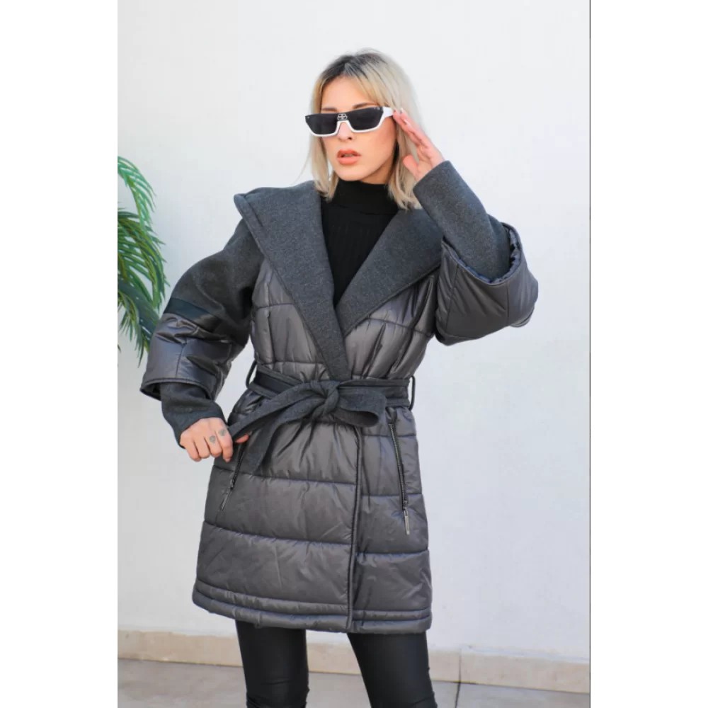 COAT SEMI CACHET SEMI PUFFER ANTHRACITE COLOR