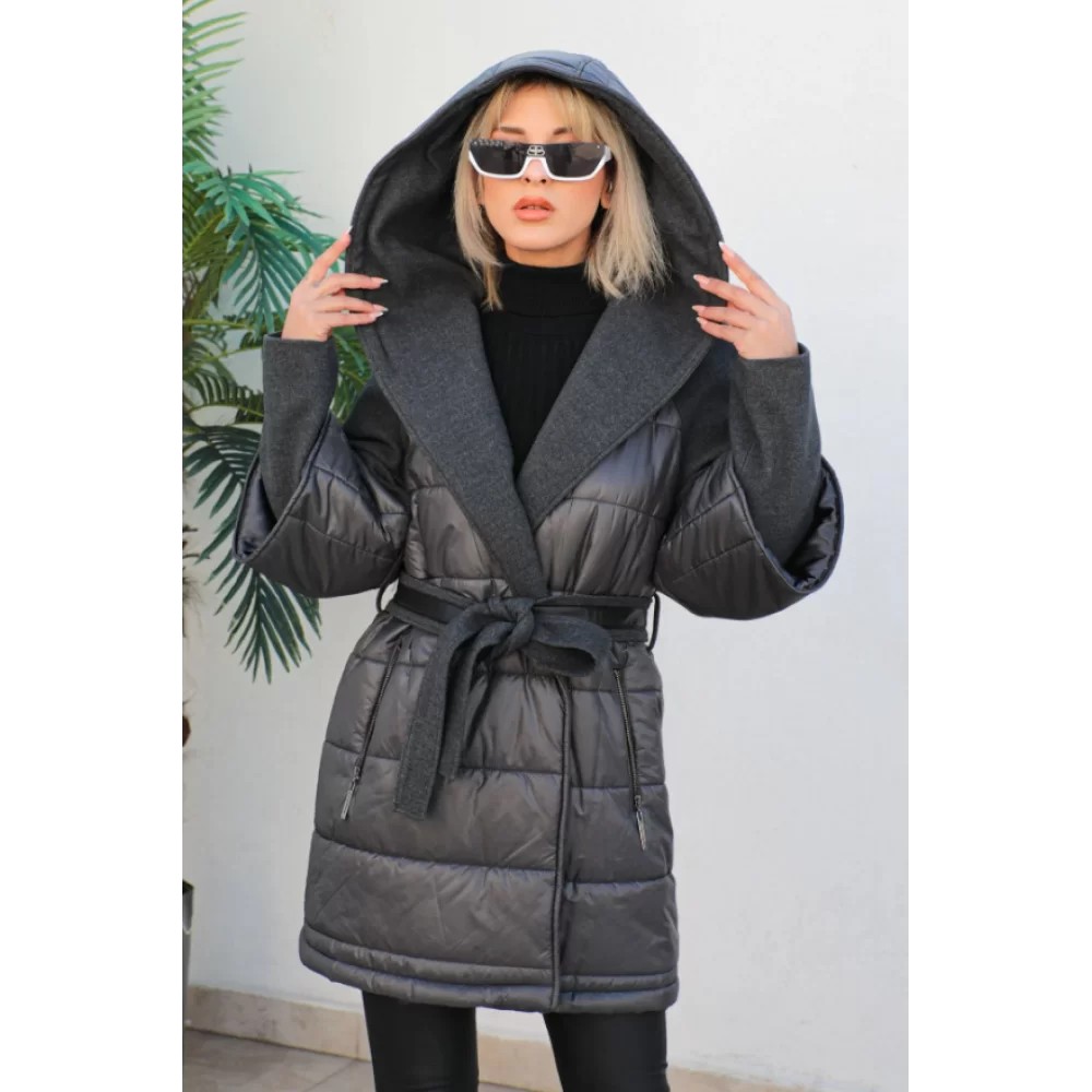 COAT SEMI CACHET SEMI PUFFER ANTHRACITE COLOR