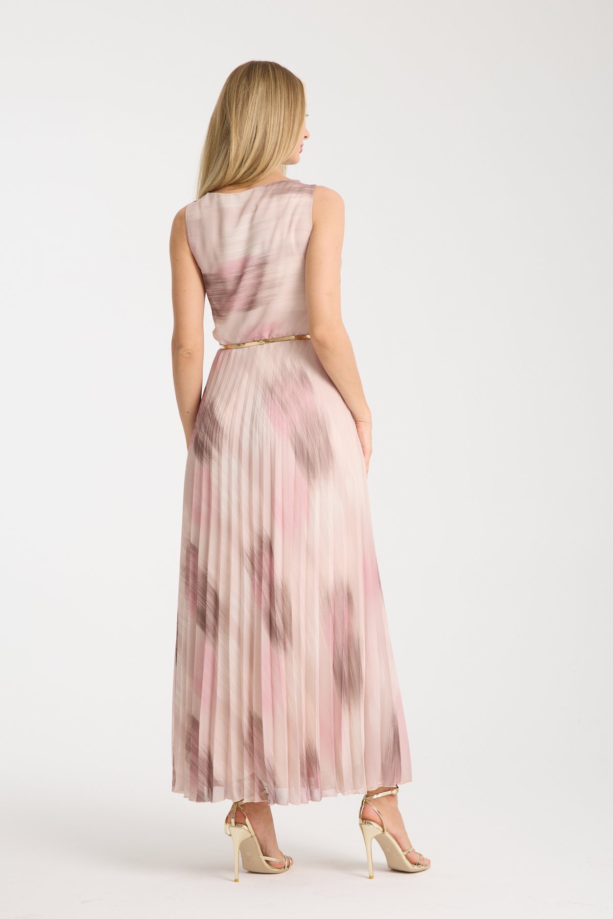 WHITE BLACK PLEATED DRESS