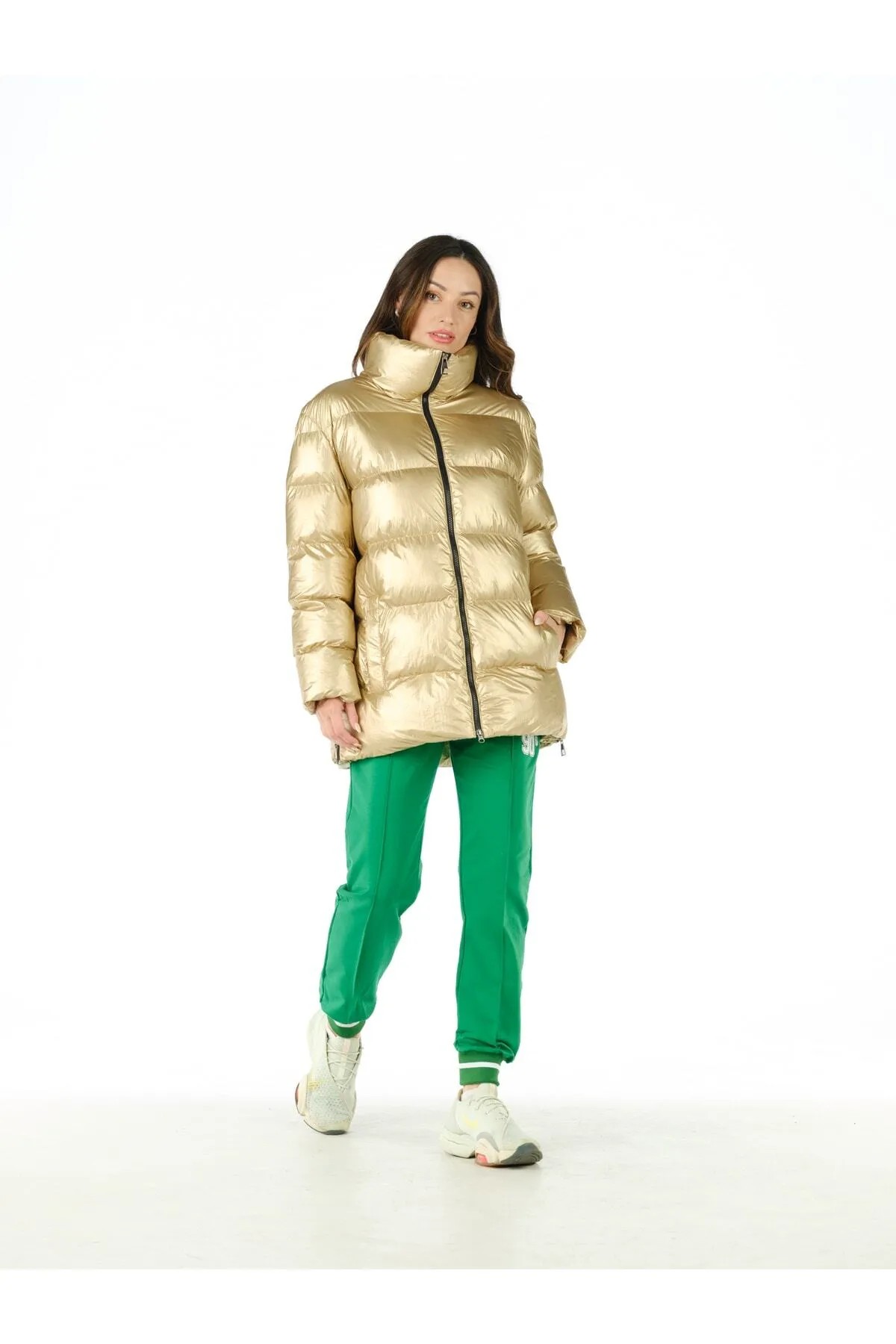 GOLD DİZ ÜSTÜ PUFFER MONT