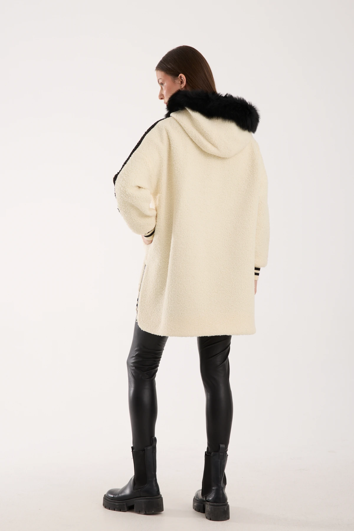 EKRU KÜRKLÜ KAPİŞON TEDY KABAN