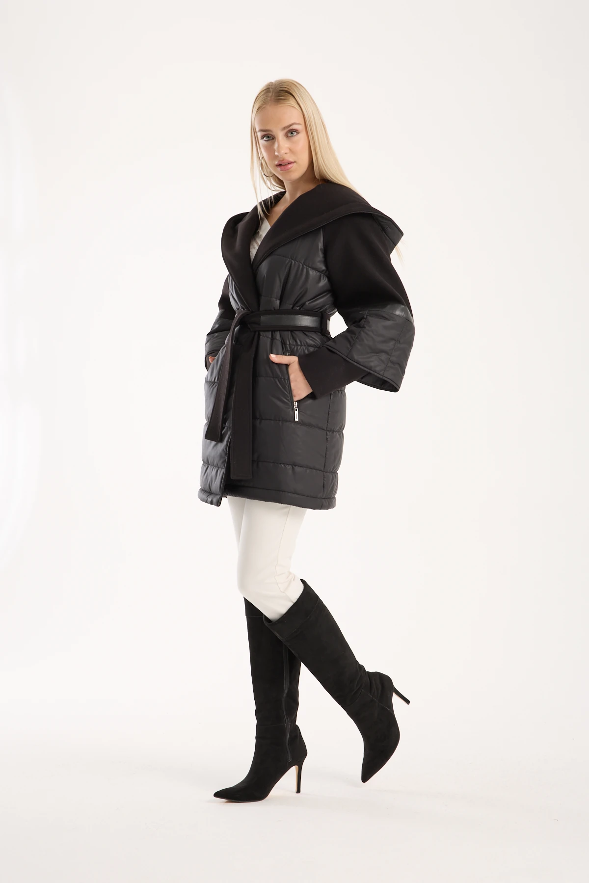 COAT SEMI CACHET SEMI PUFFER TABAN COLOR